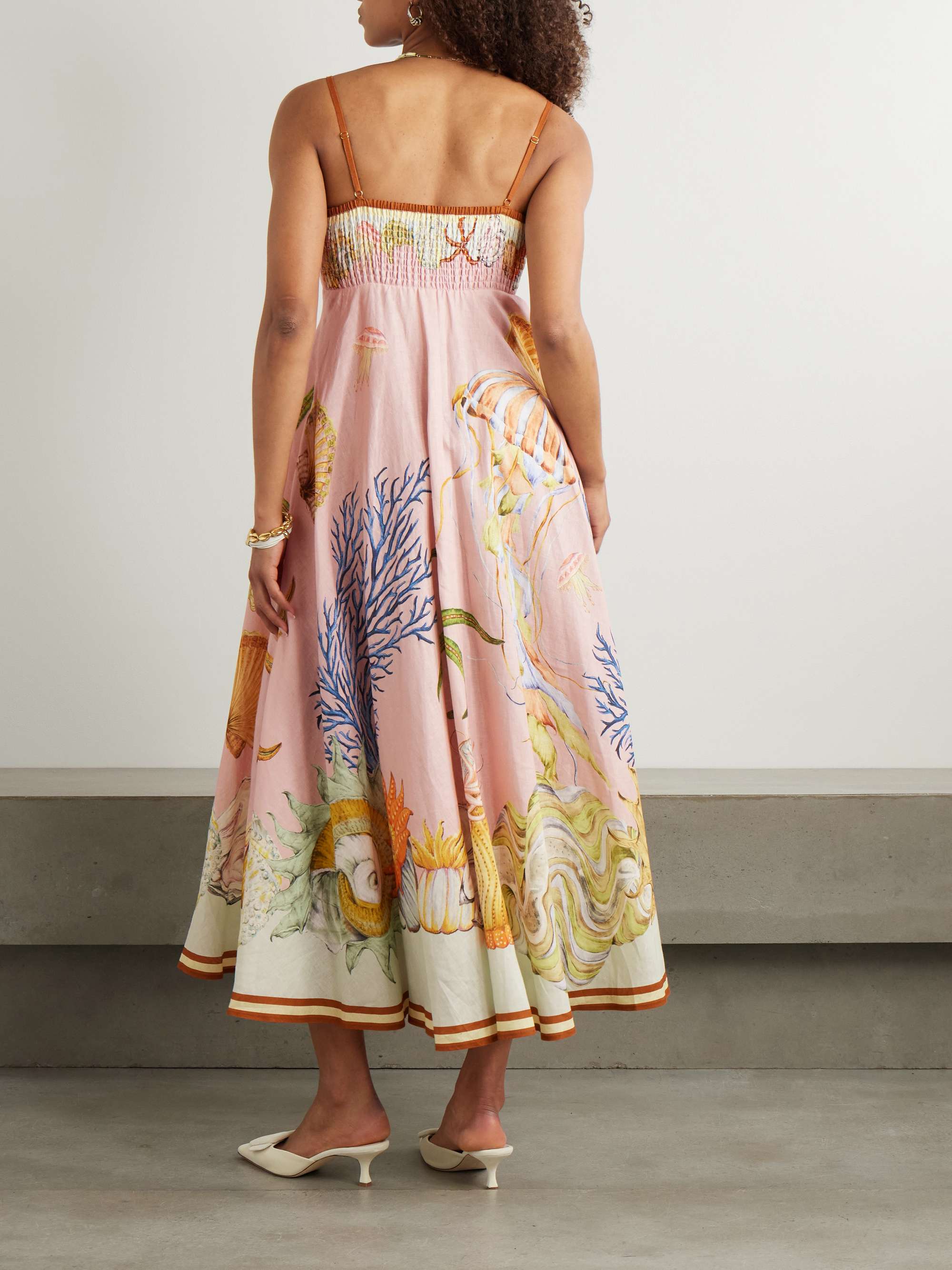 + Sam Pauletto Nereids shirred printed linen-gauze midi dress view