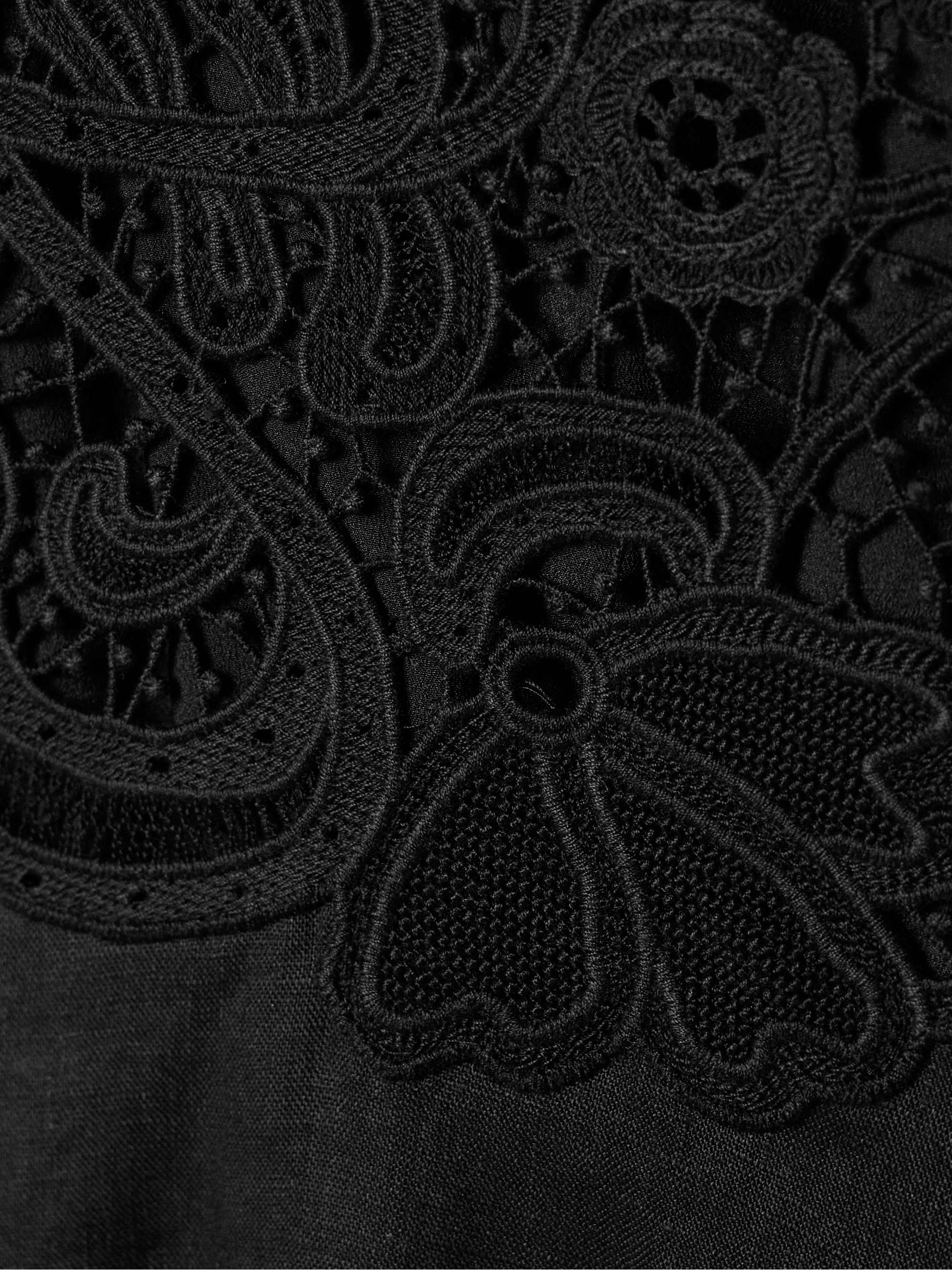 Brigitte guipure lace-paneled linen midi dress view