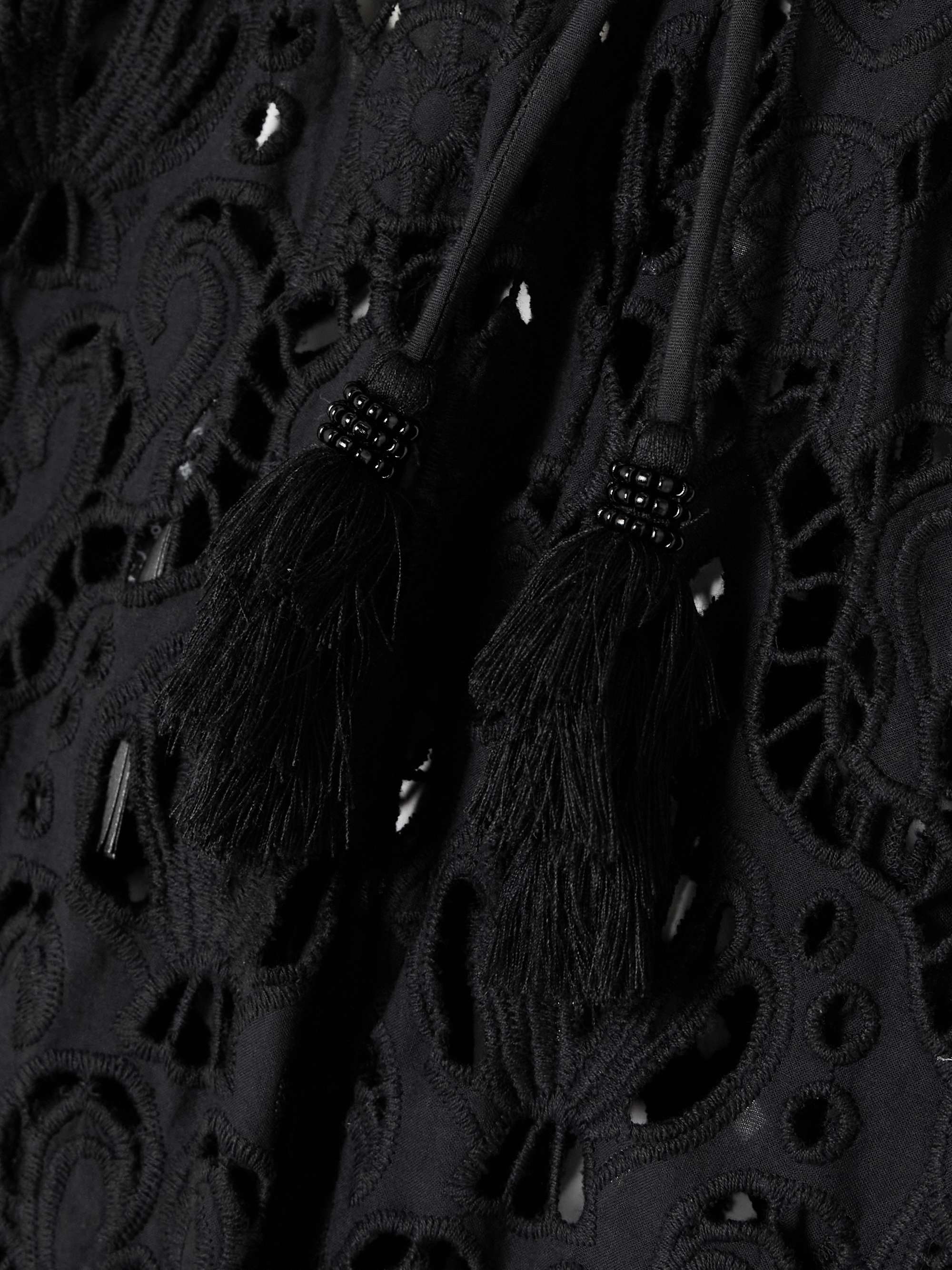 Seashell tassled broderie anglaise cotton wide-leg pants view