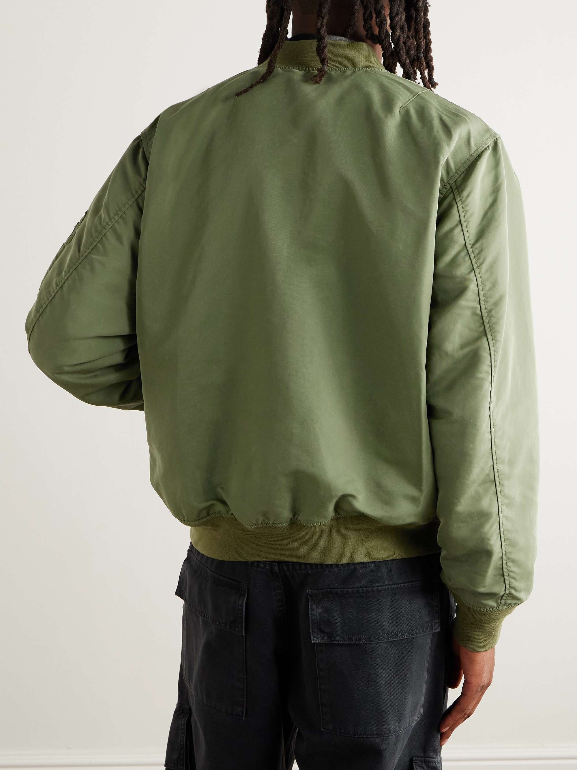 Reversible Embroidered Satin-Twill and Twill Bomber Jacket view