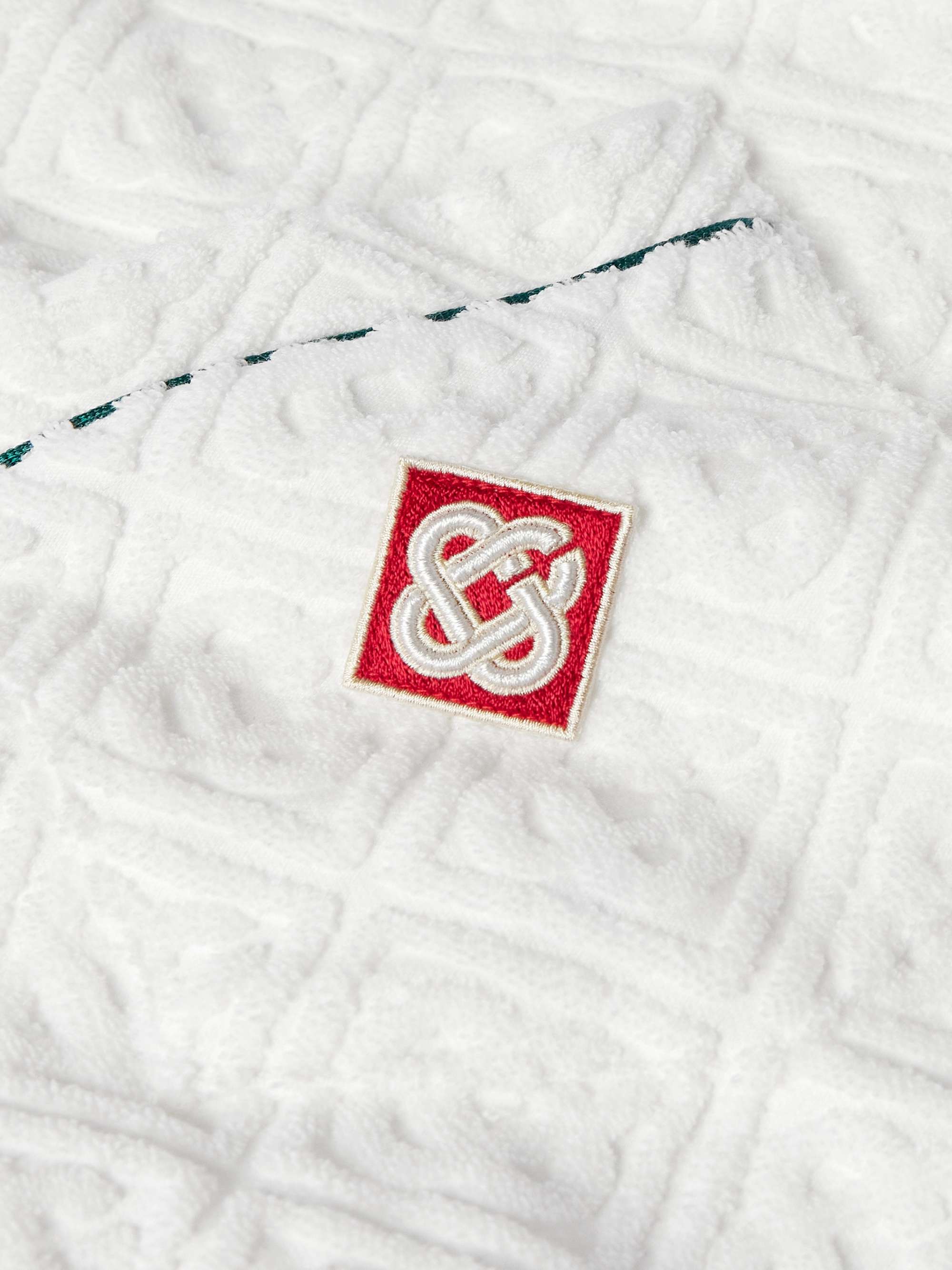 Camp-Collar Logo-Appliquéd Monogrammed Cotton-Blend Terry Jacquard Shirt view