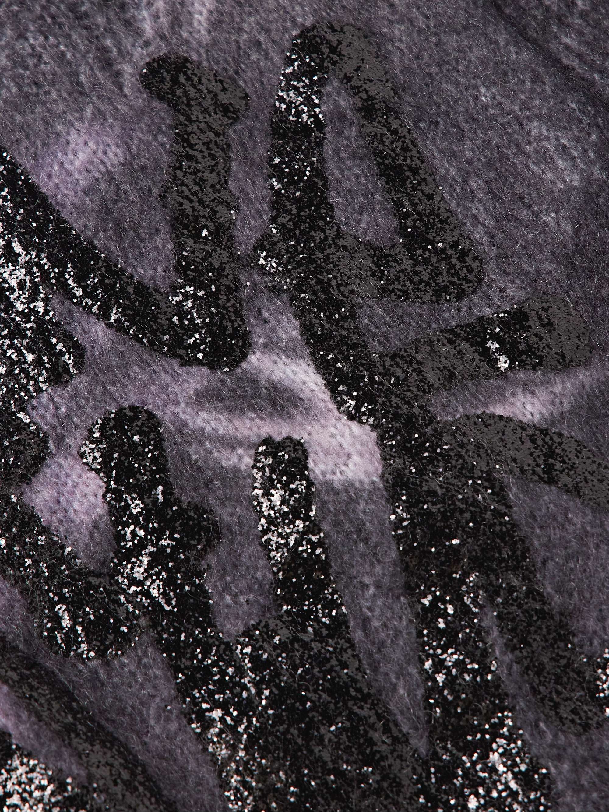 Glittered Distressed Open-Knit Zip-Up Cardigan view