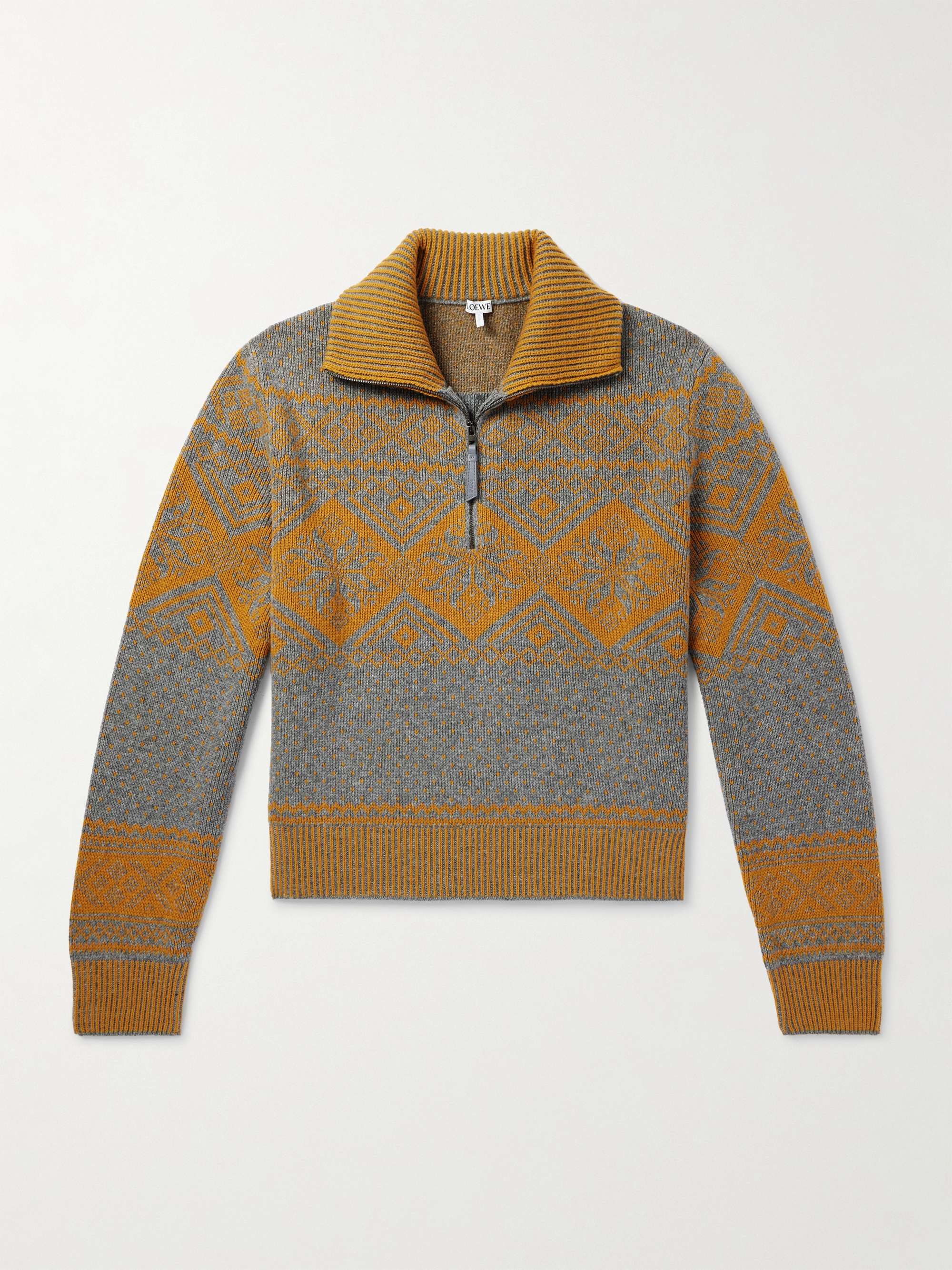 Jacquard-Knit Wool and Cashemere-Blend Zip-Up Sweater hero visual