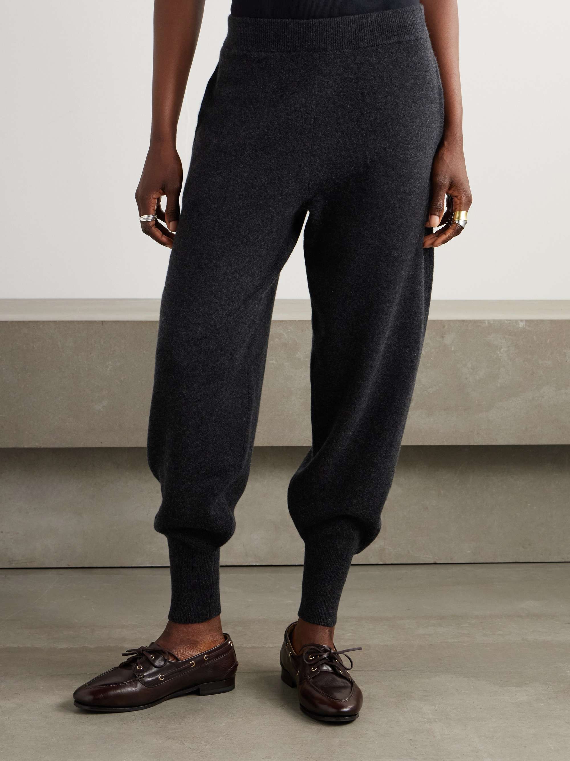 Cashmere-blend tapered track pants view