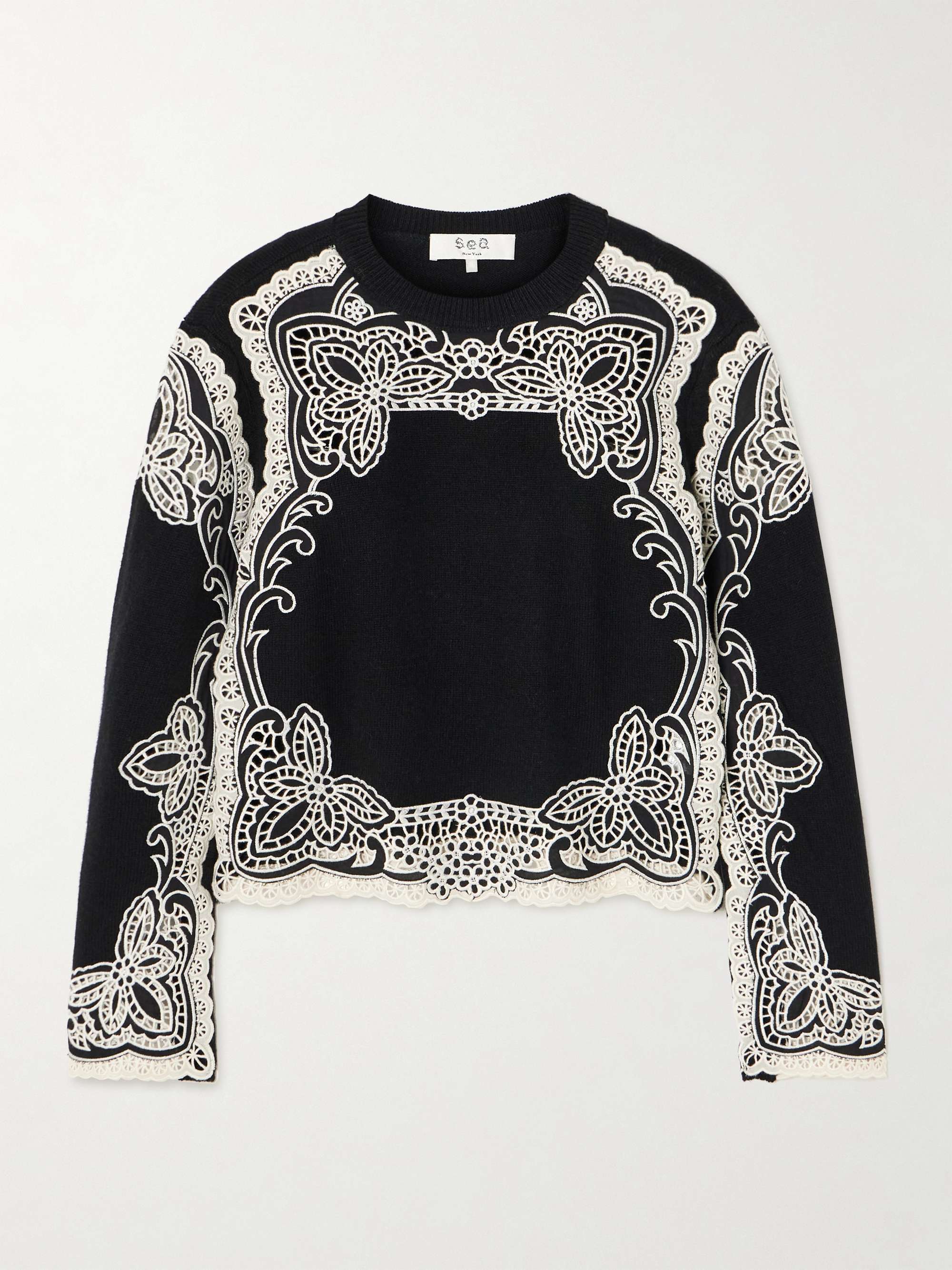Gianna broderie anglaise-paneled wool sweater hero visual