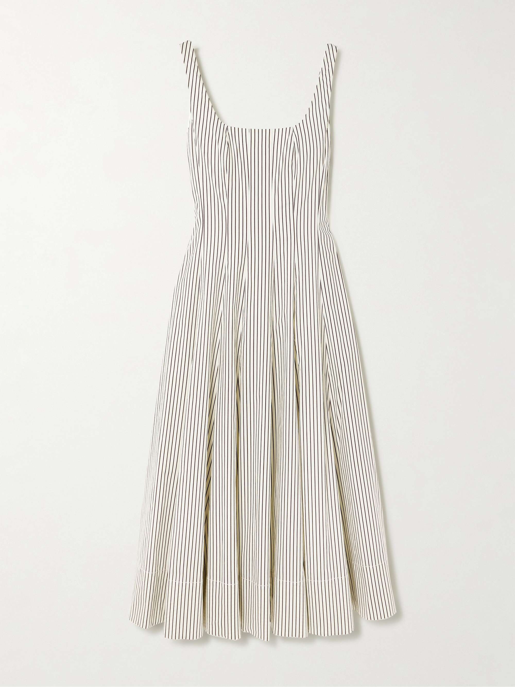 Wells pleated striped cotton-blend poplin midi dress hero visual
