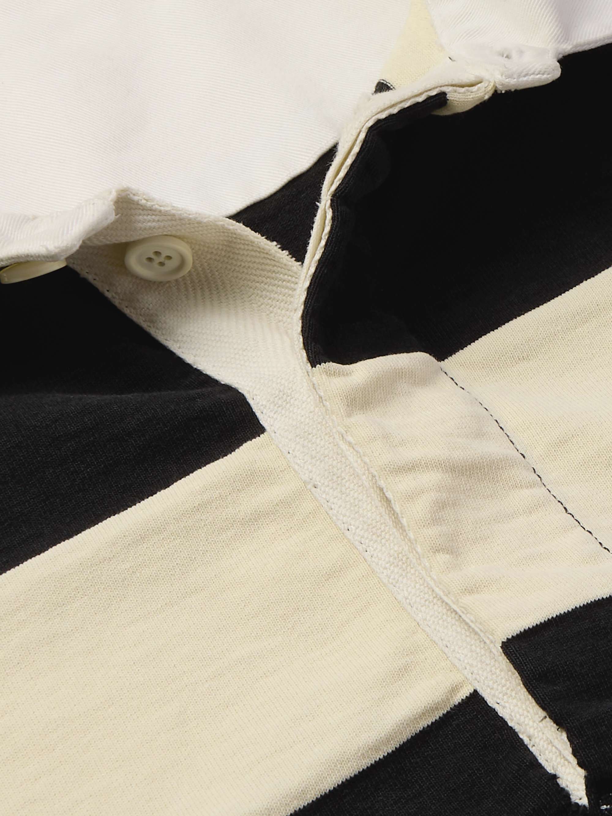 Oversized Logo-Embroidered Striped Cotton-Jersey Polo Shirt view