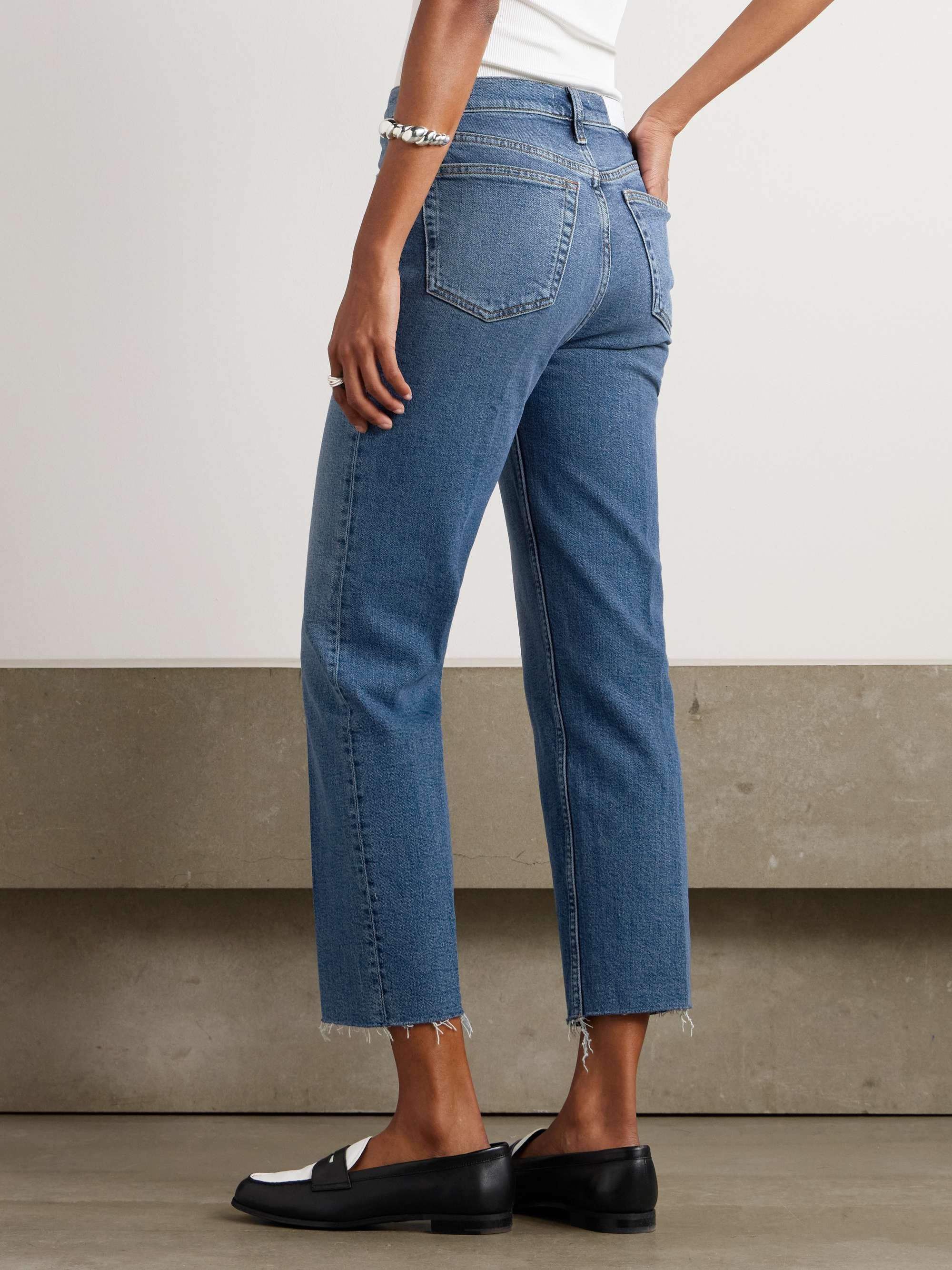 70s High Rise Stove Pipe frayed straight-leg jeans view