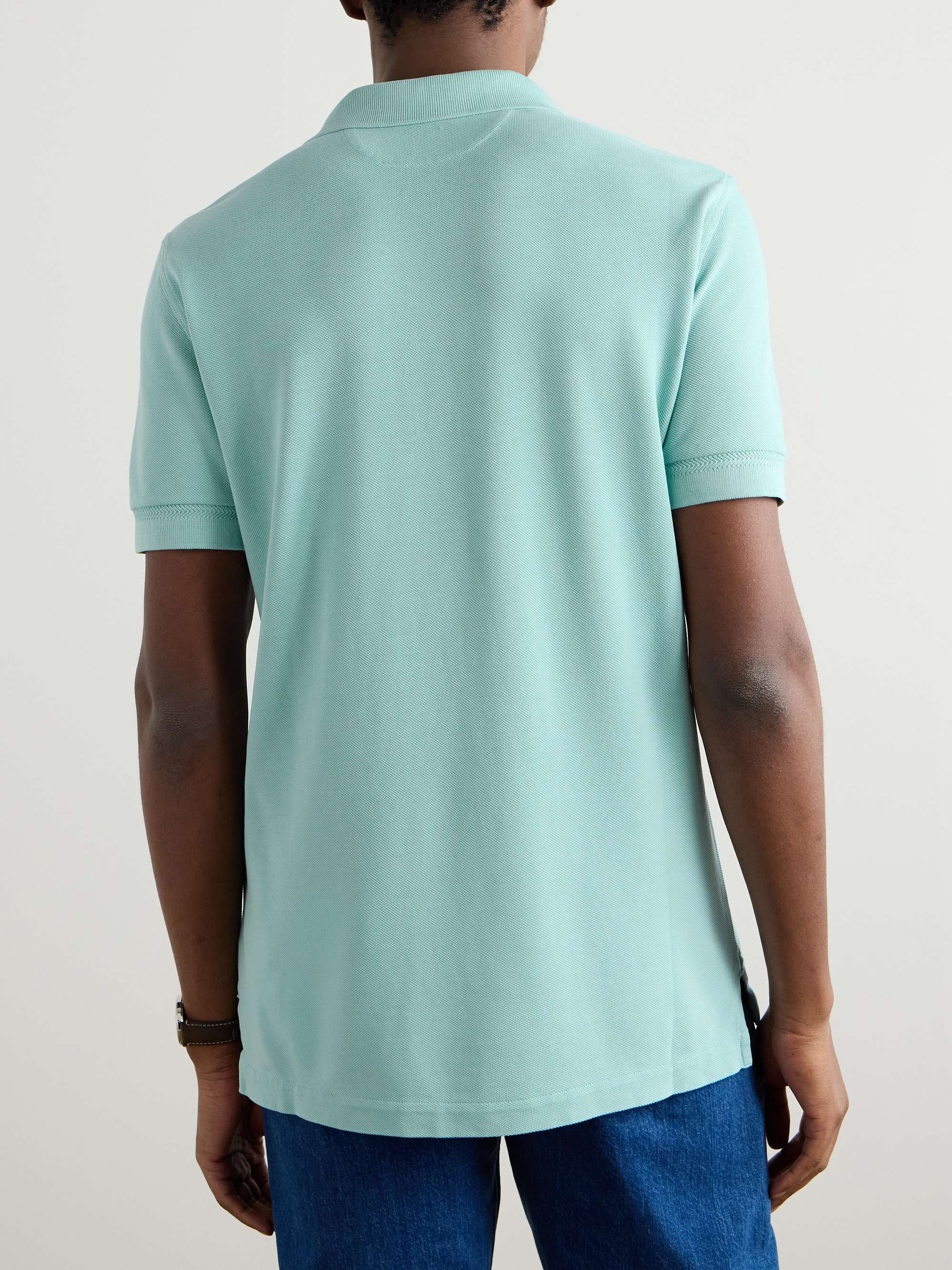 Slim-Fit Lyocell and Cotton-Blend Piqué Polo Shirt view