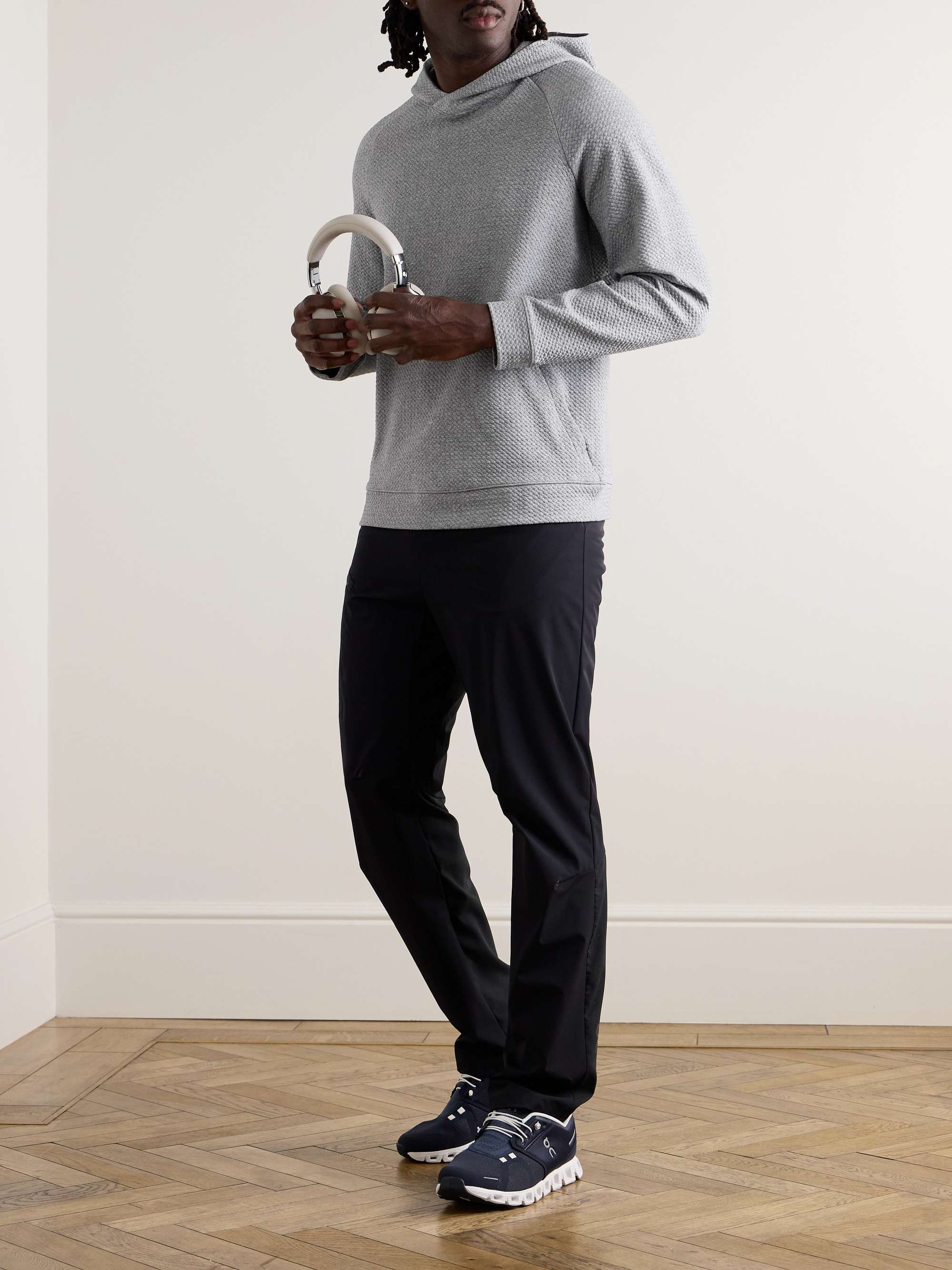 At Ease Double-Knit Textured Cotton-Blend Hoodie view