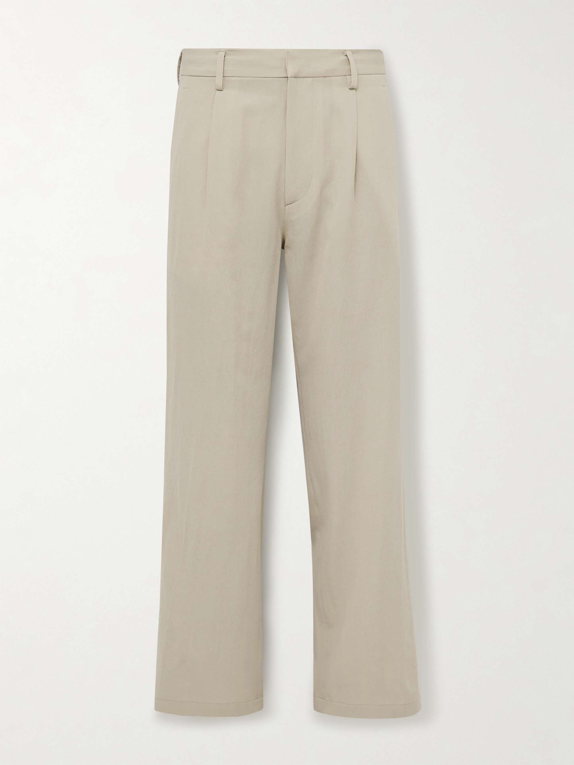 Straight-Leg Pleated Cotton and Wool-Blend Gabardine Trousers hero visual