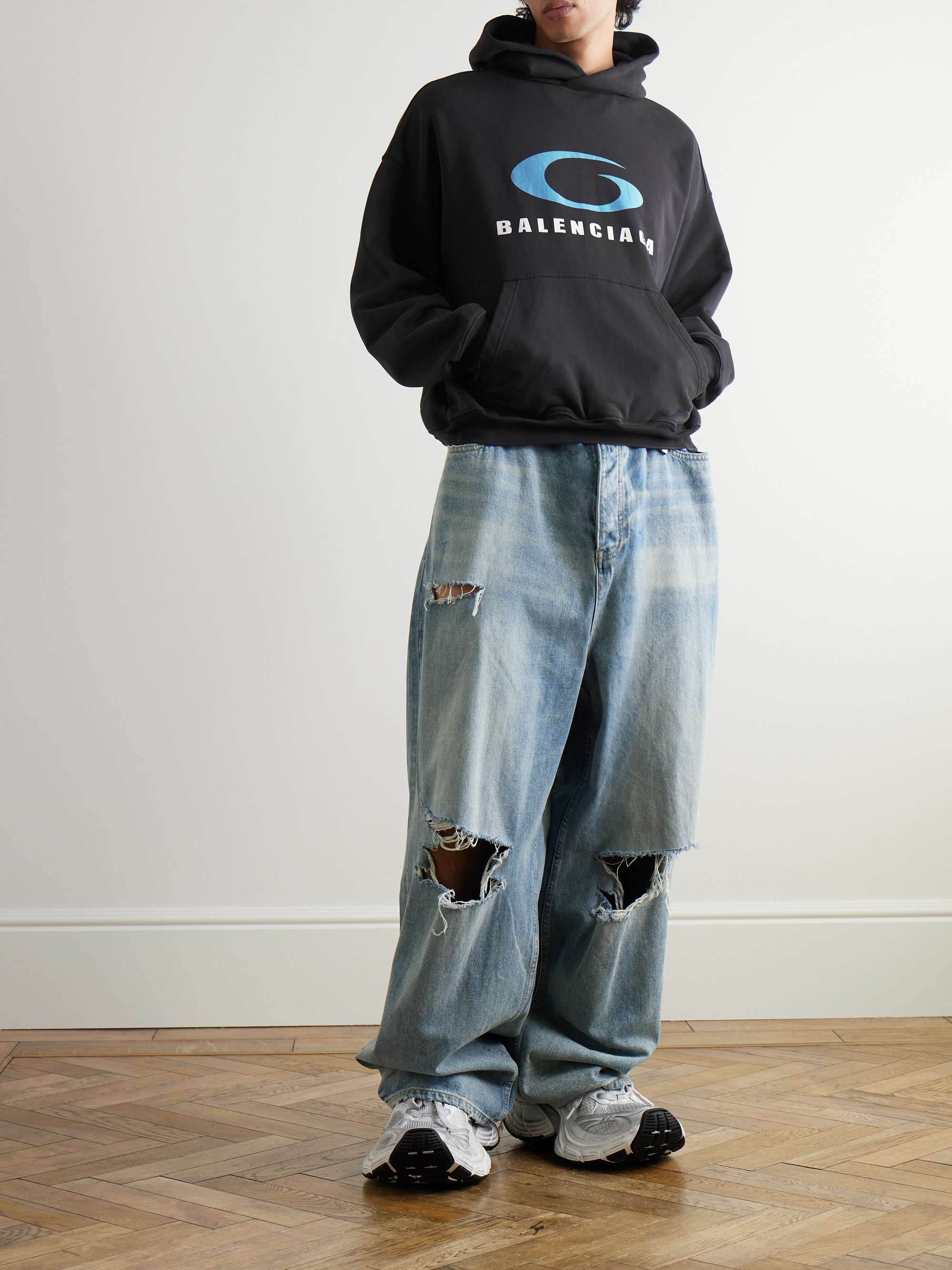 Oversized Logo-Print Cotton-Jersey Hoodie view