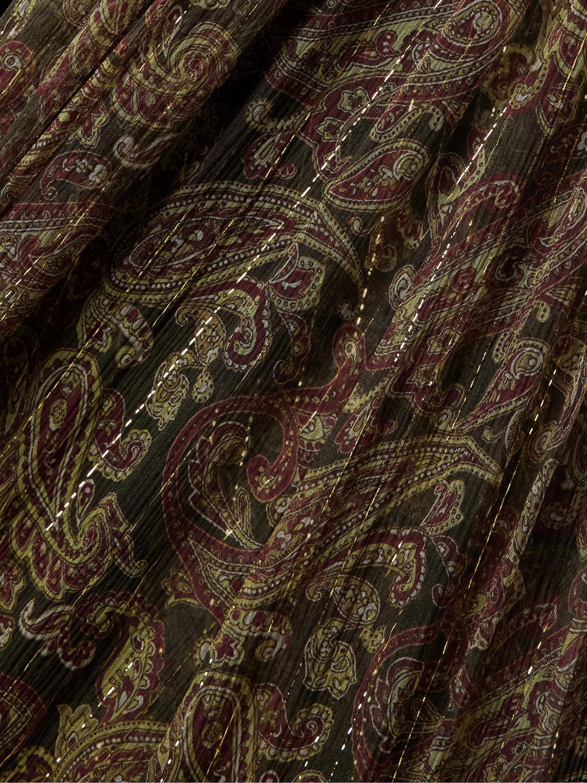 Tiered metallic paisley-print silk-blend crepon maxi skirt view