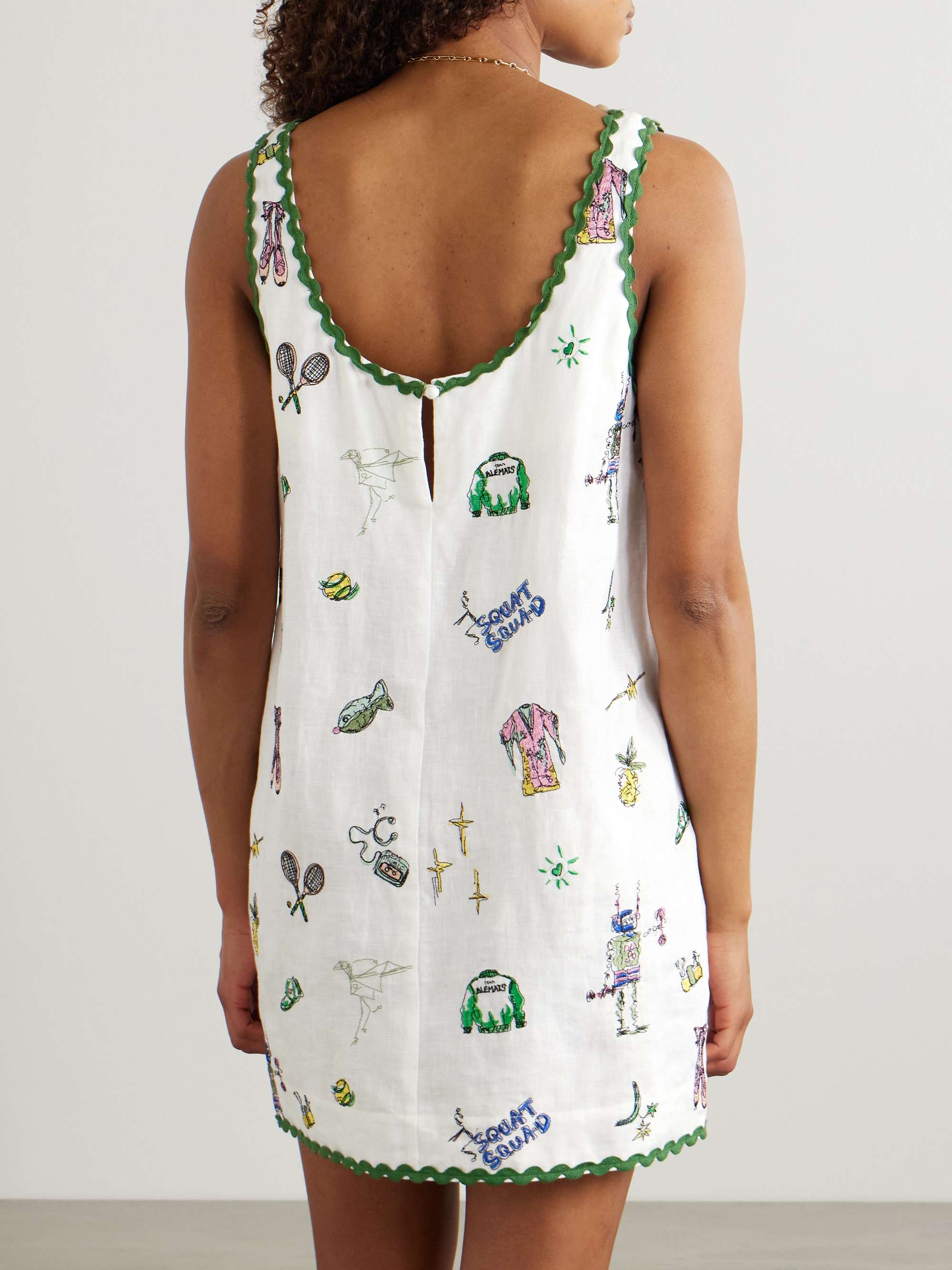 + Anouk Colantoni Play ric rac-trimmed embroidered linen mini dress view