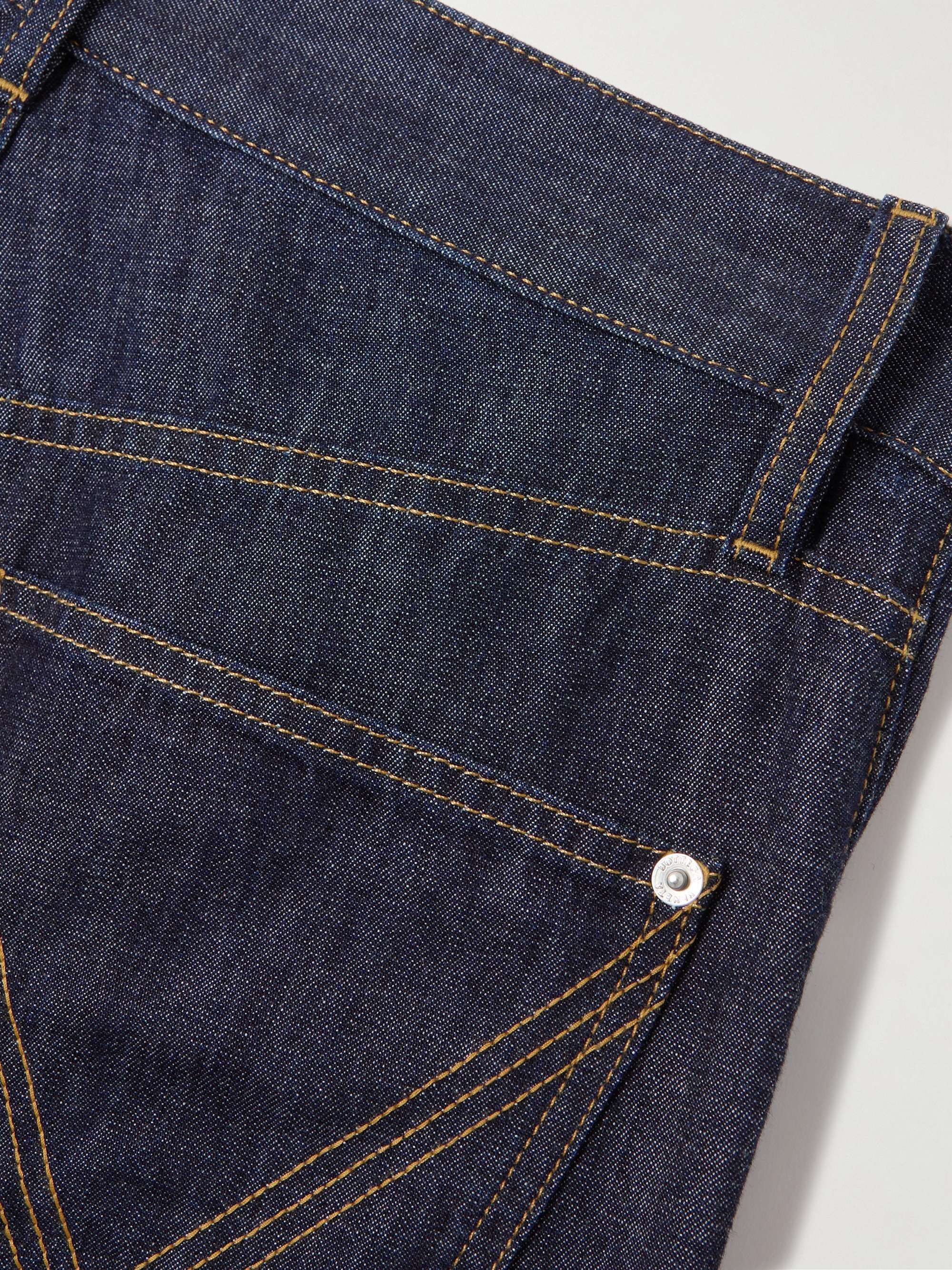 Intrecciato suede-trimmed mid-rise straight-leg jeans view
