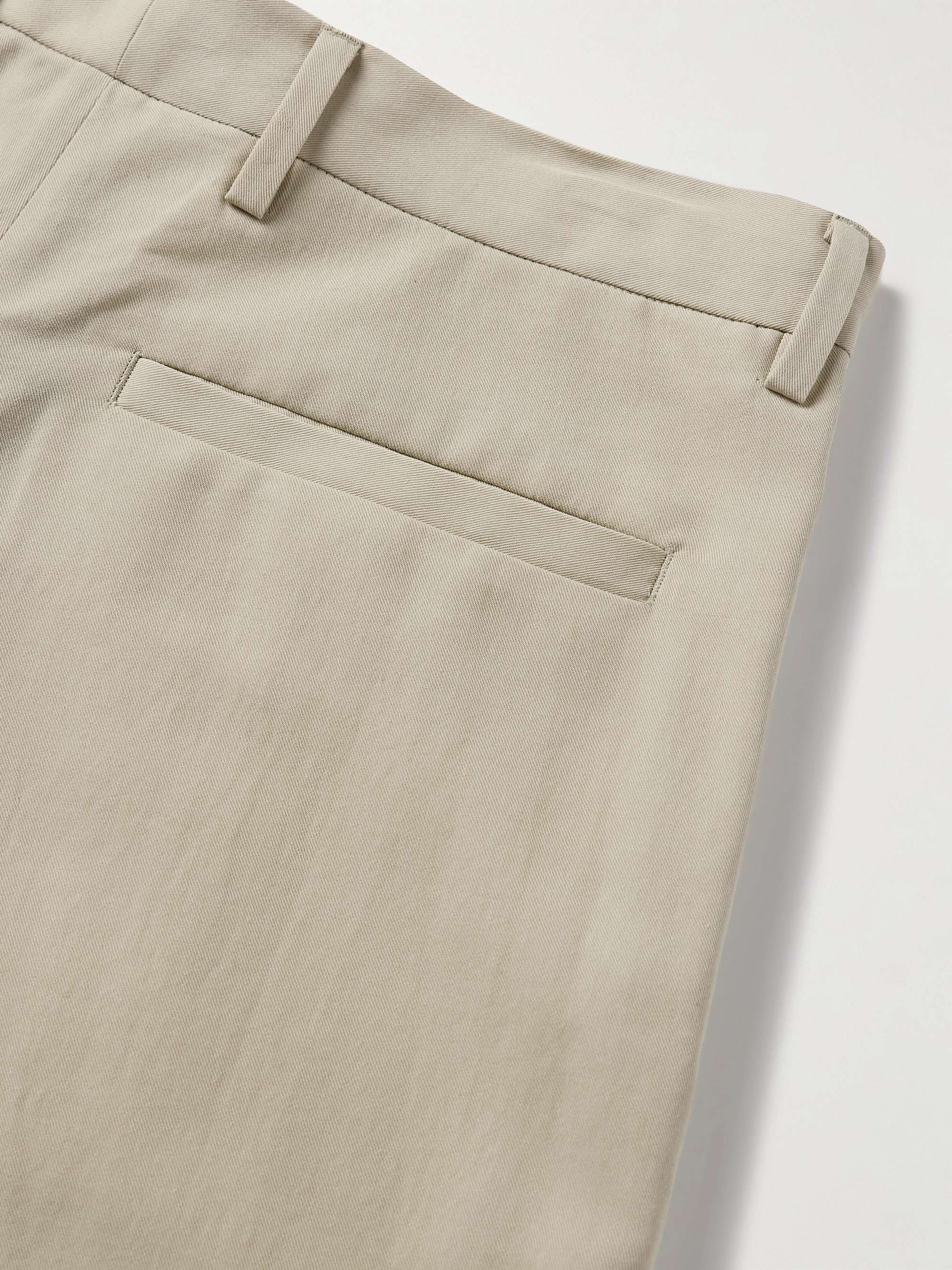Straight-Leg Pleated Cotton and Wool-Blend Gabardine Trousers view
