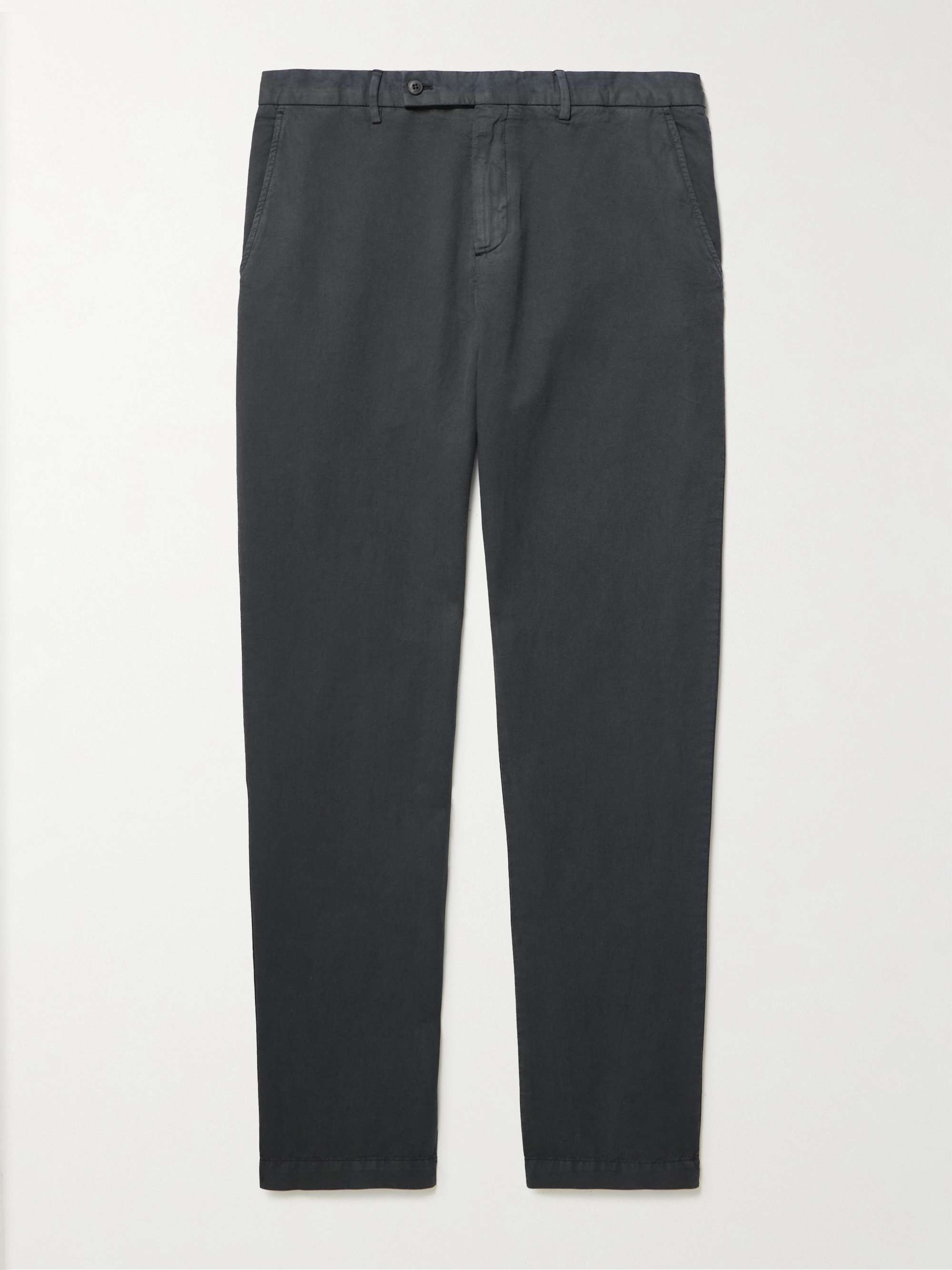 Straight-Leg Garment-Dyed Cotton and Linen-Blend Trousers hero visual