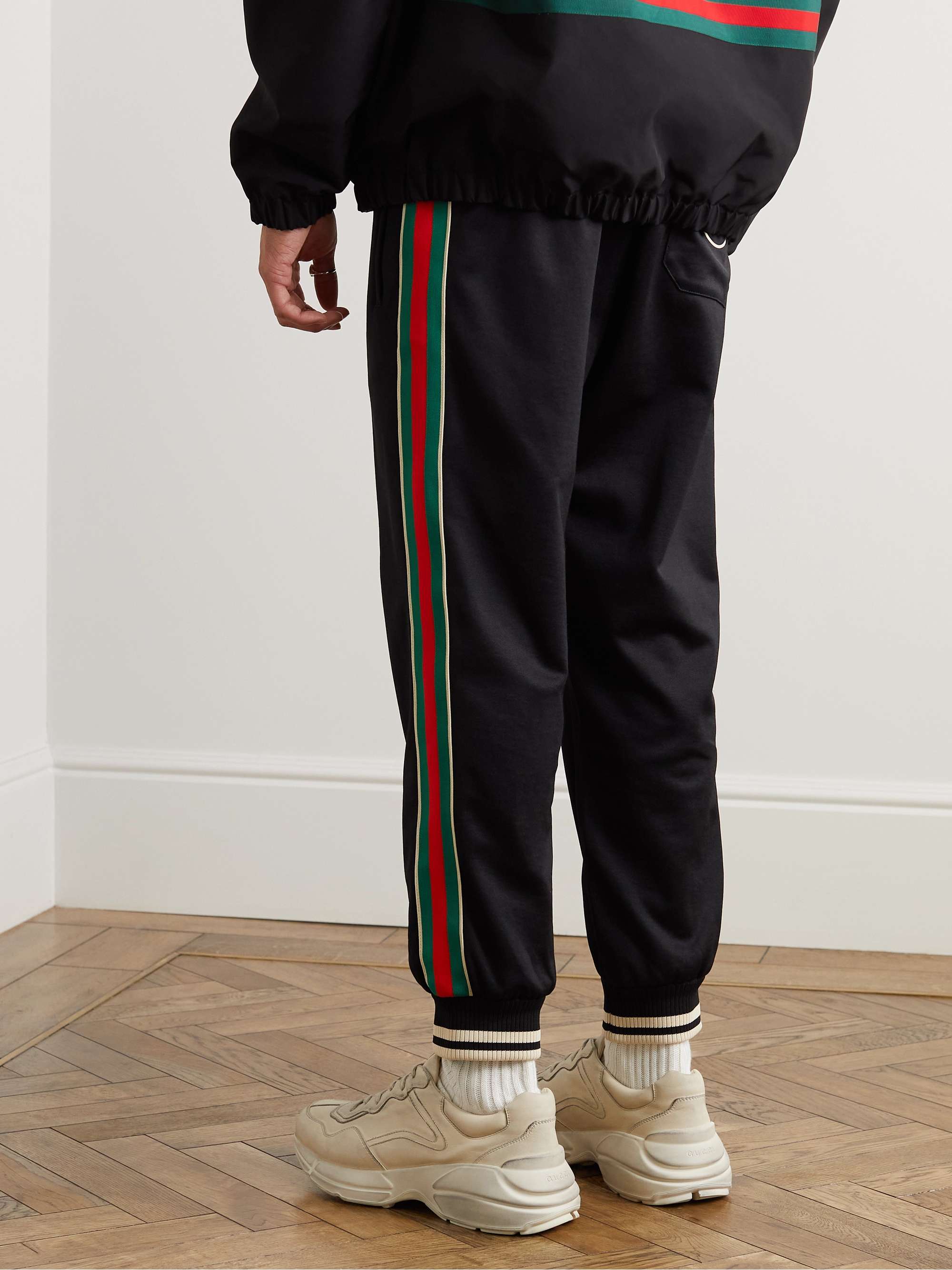 Tapered Webbing-Trimmed Stretch-Jersey Sweatpants view
