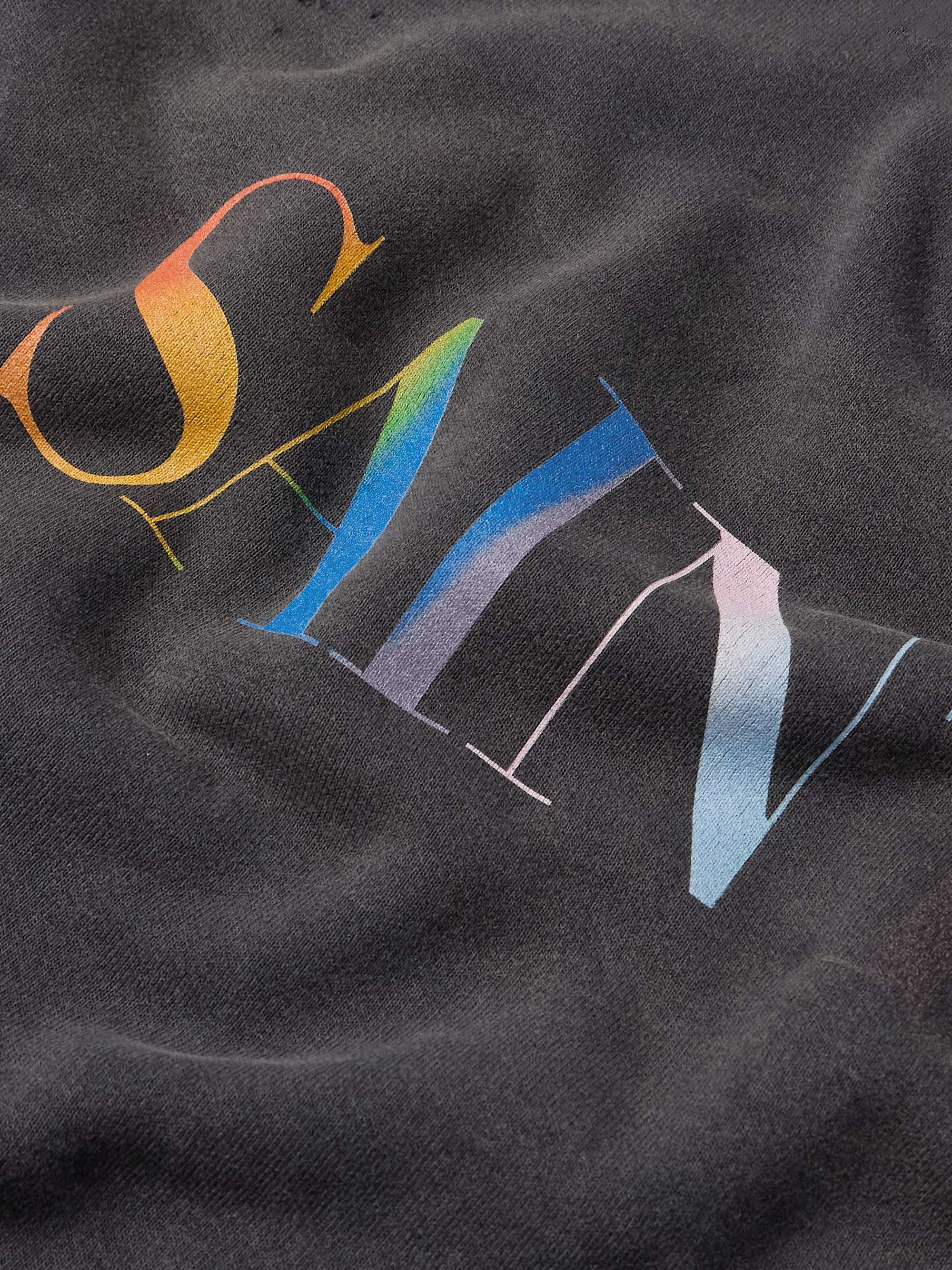 Logo-Print Distressed Cotton-Jersey Sweatshirt view