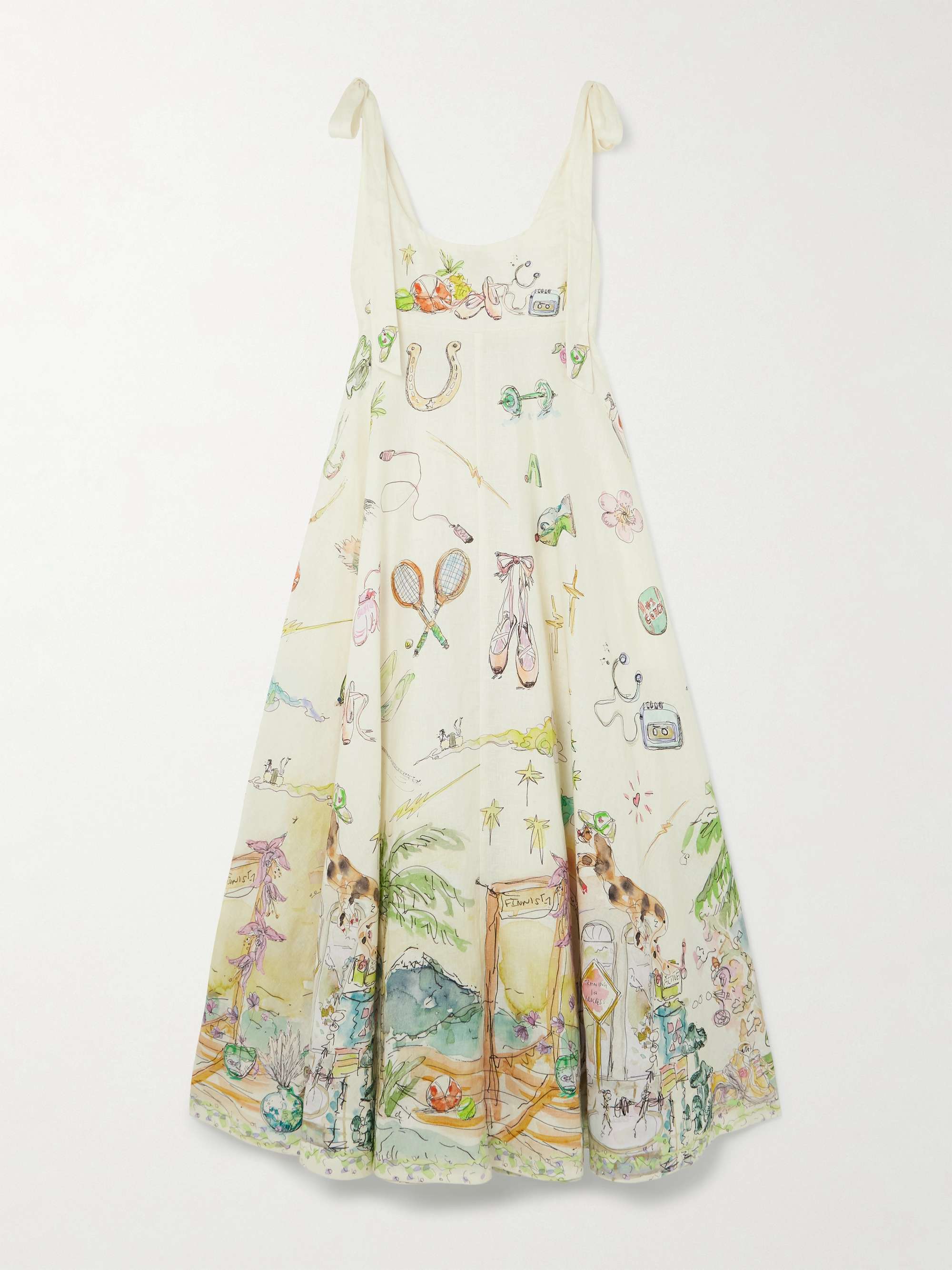 + Anouk Colantoni Ballet tie-detailed printed shirred linen dress hero visual