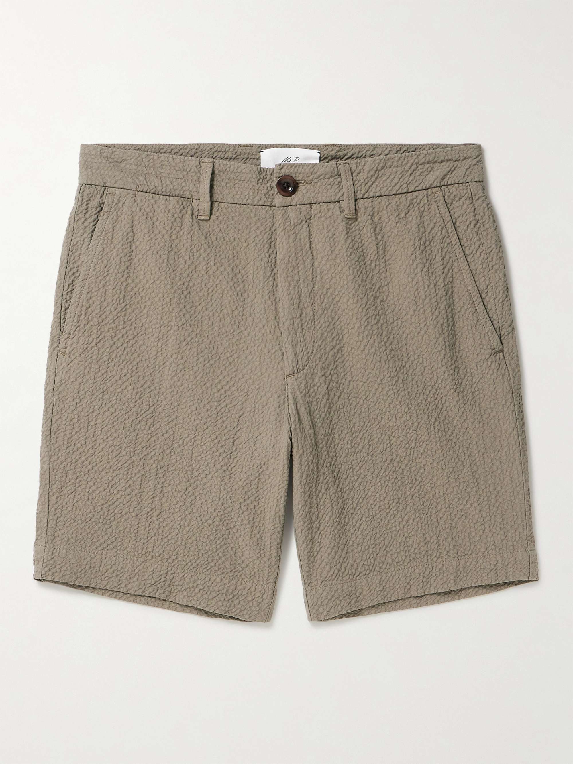 Slim-Fit Straight-Leg Stretch-Cotton Seersucker Shorts hero visual