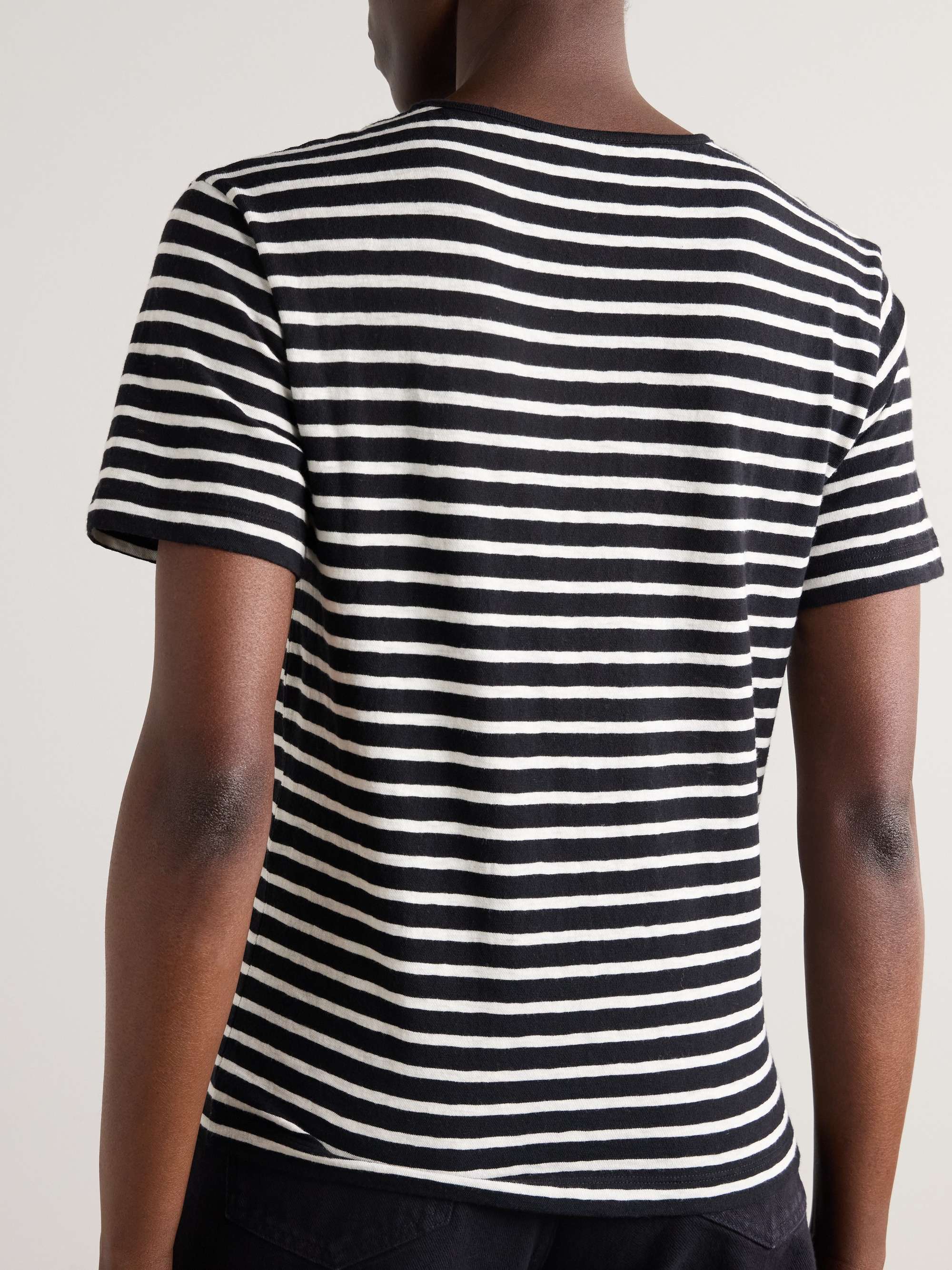 Embroidered striped cotton-jersey T-shirt view