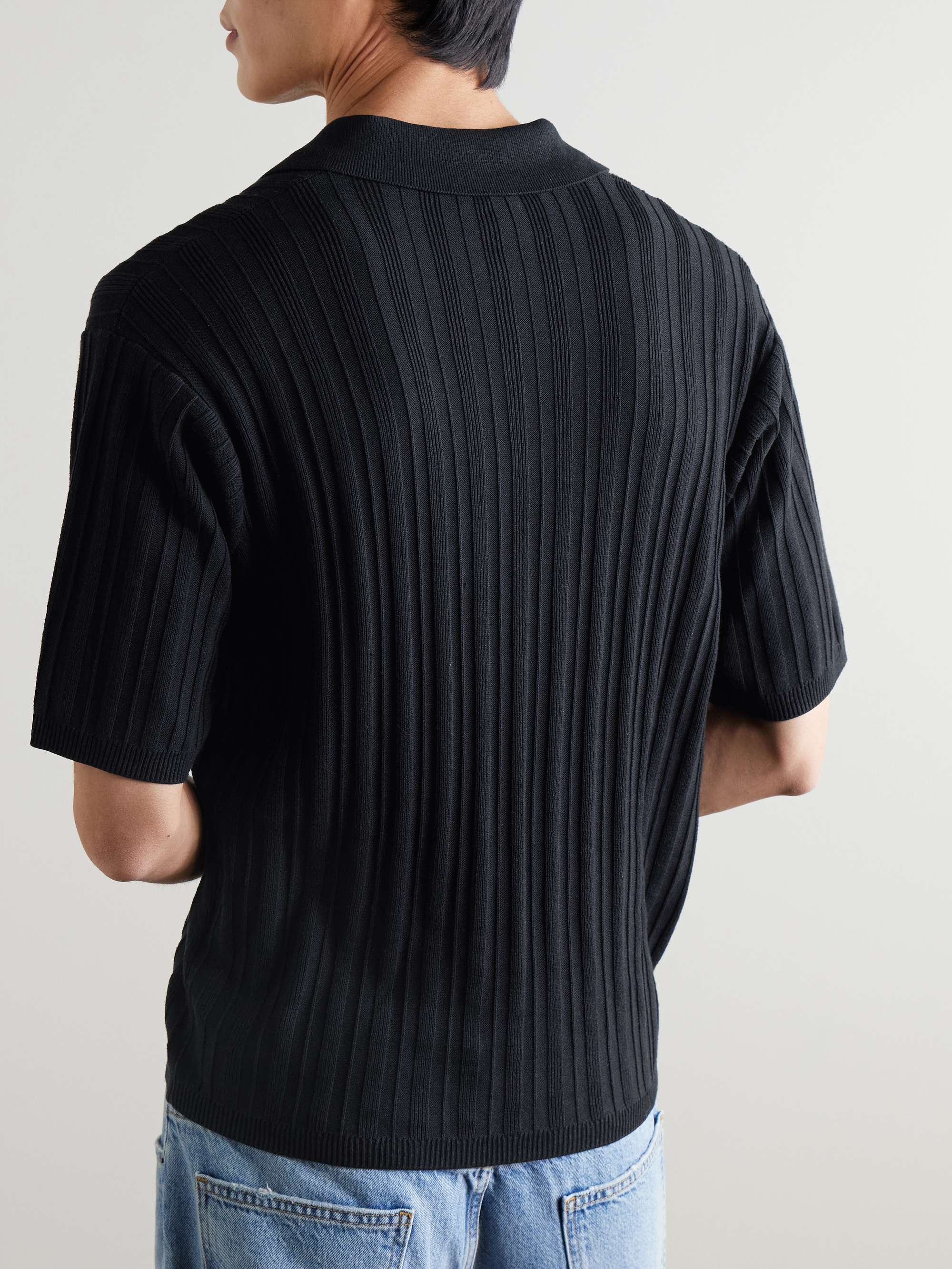 Striped Silk and Cotton-Blend Polo Shirt view