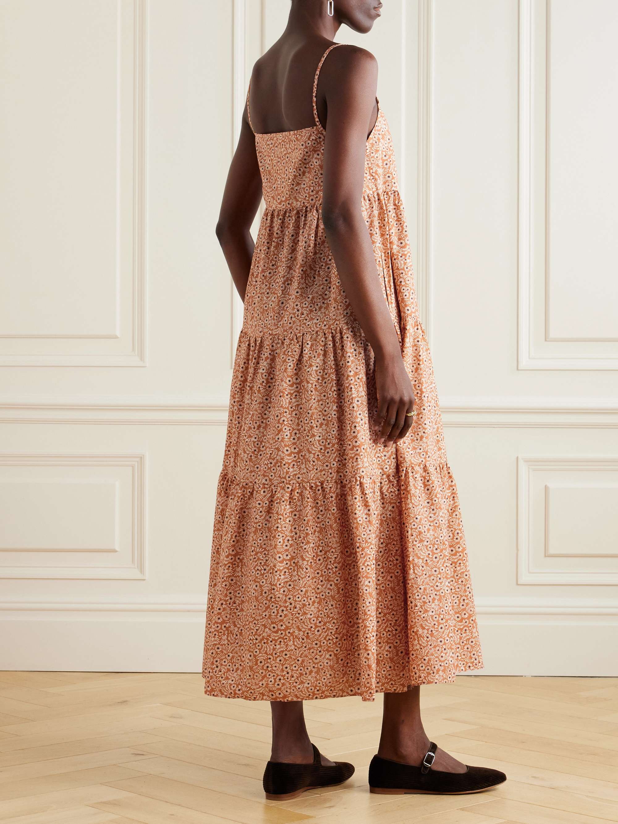 Tiered floral-print organic cotton maxi dress view