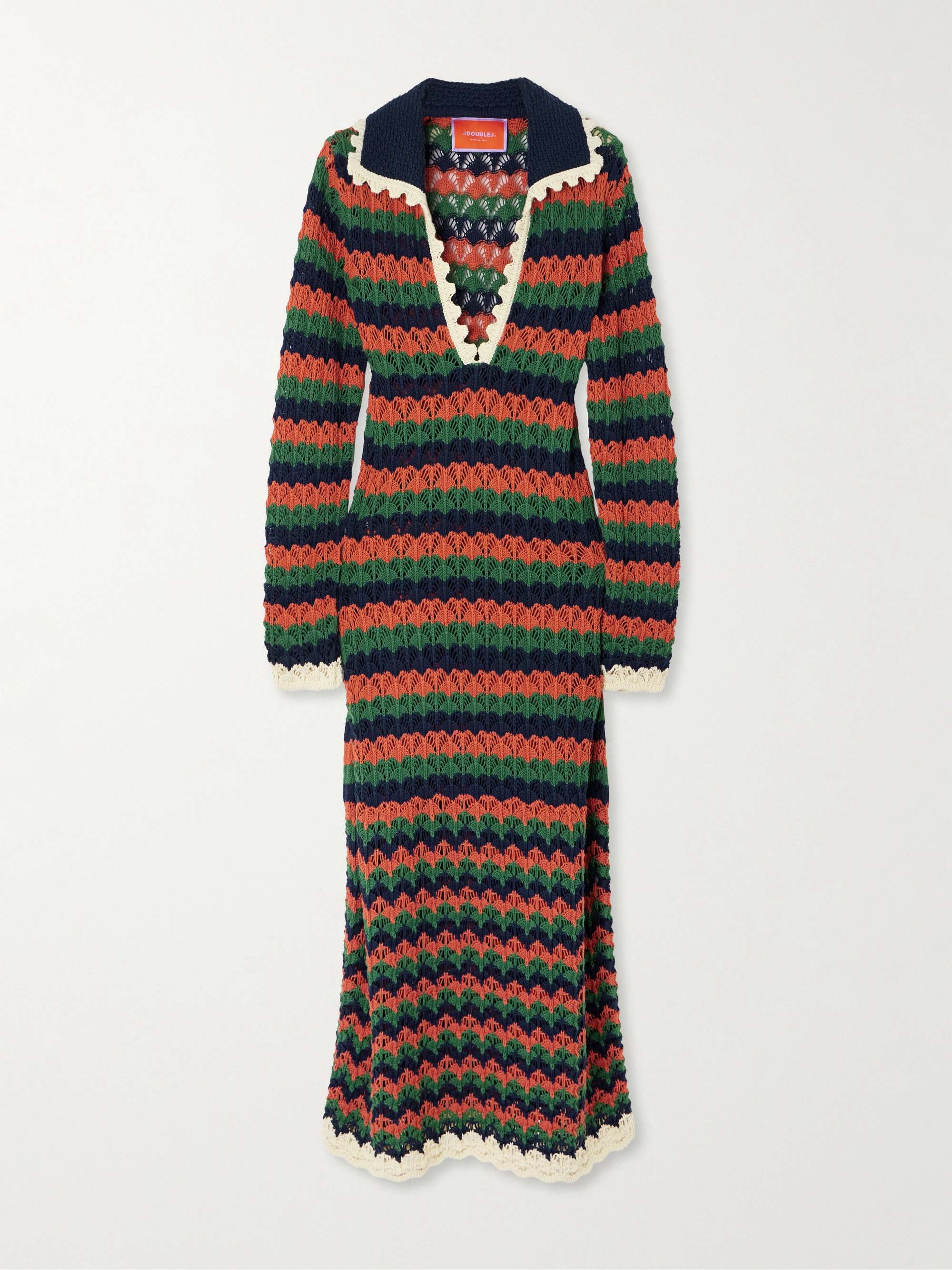 Perry scalloped striped cotton midi dress hero visual