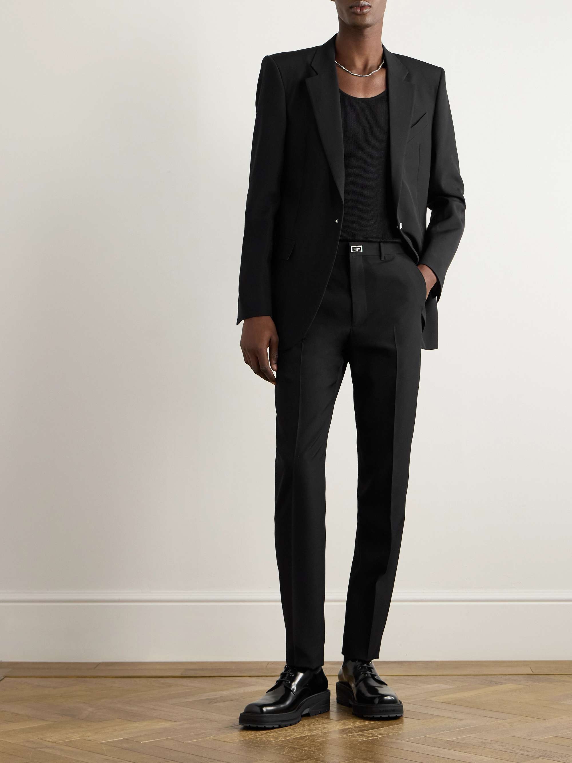 Tapered Logo-Embellished Wool Trousers view