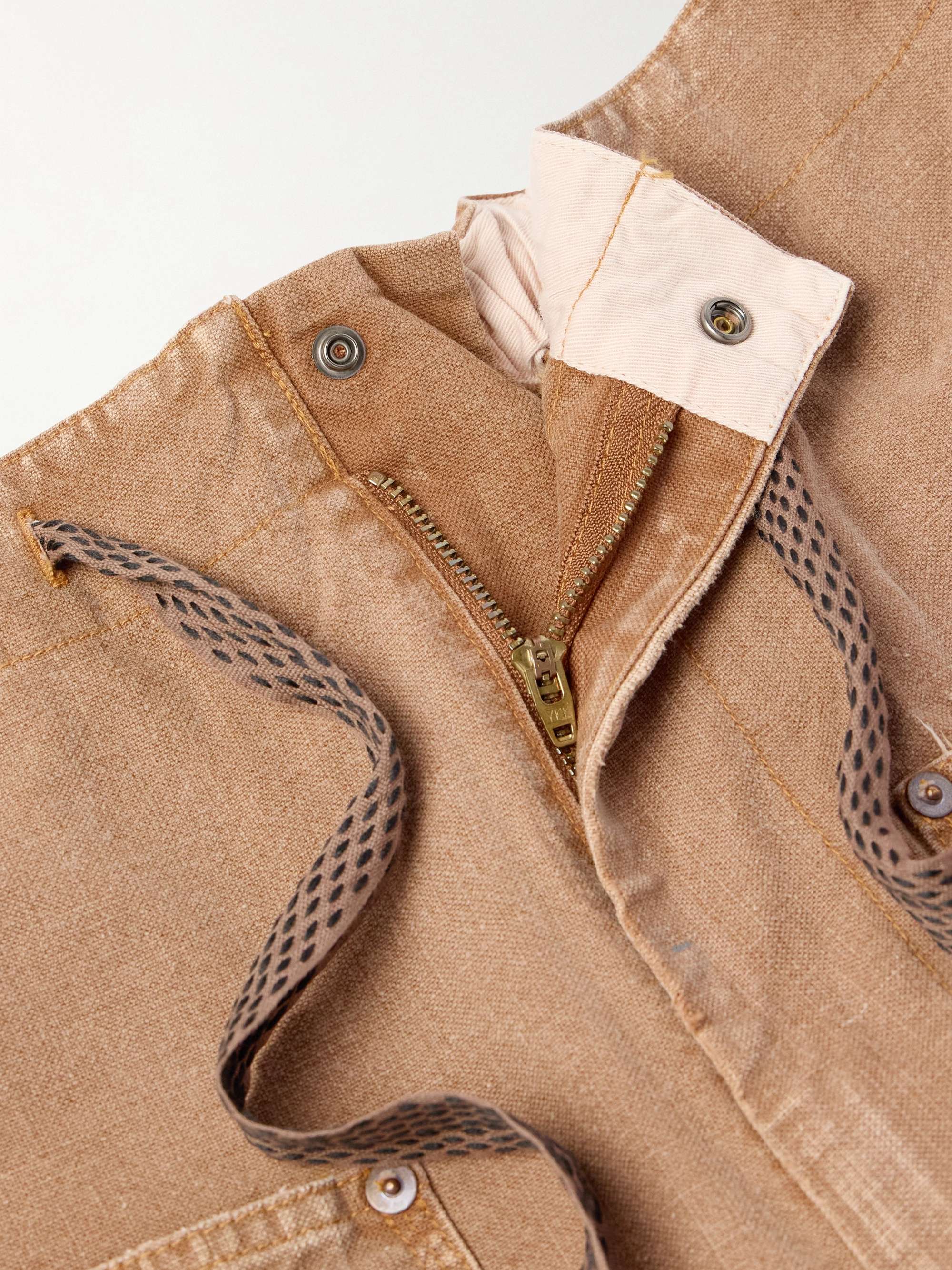 Farmer Wide-Leg Logo-Appliquéd Distressed Cotton Trousers view