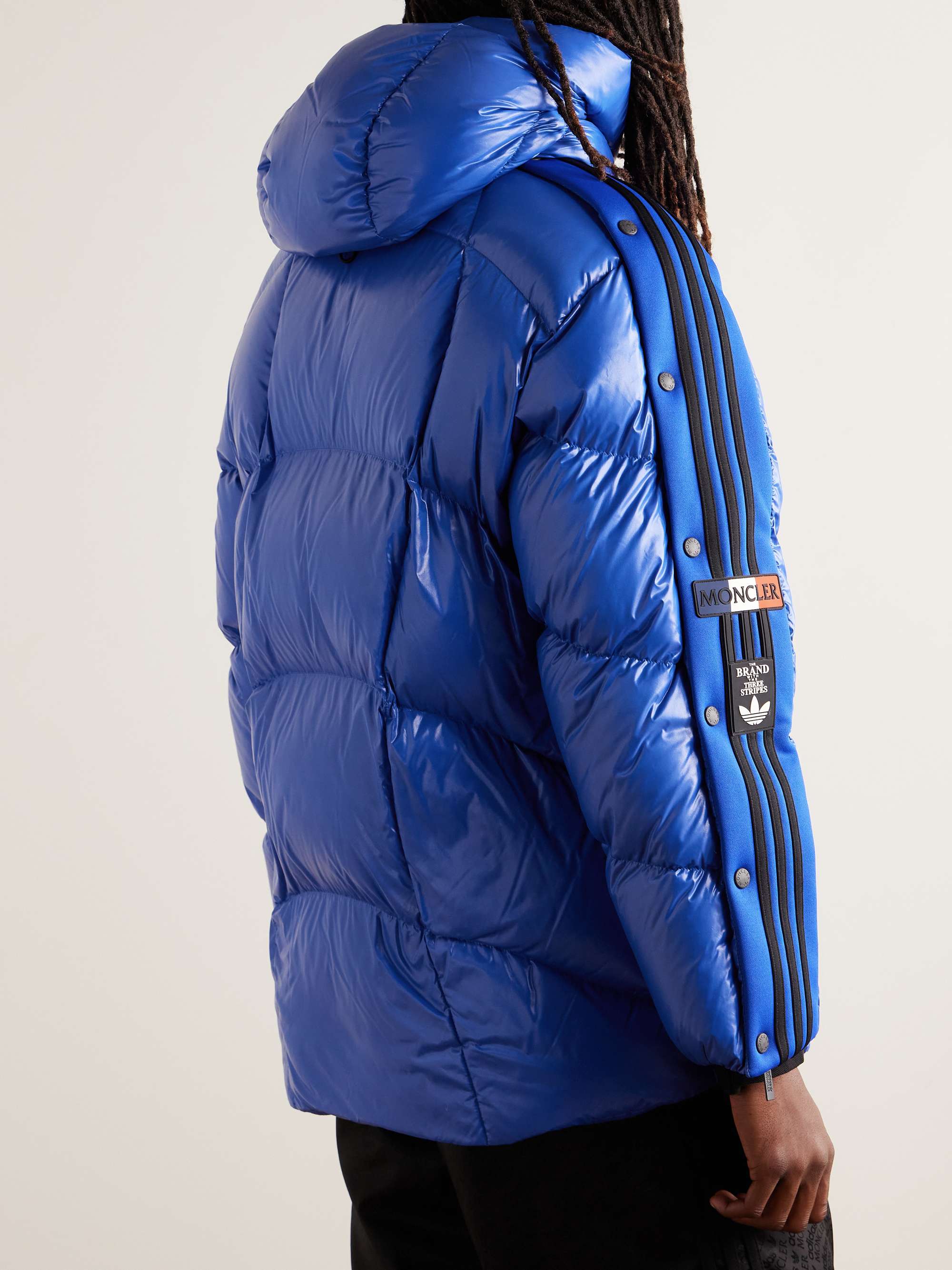 + adidas Originals Beiser Tech Jersey-Trimmed Quilted Glossed-Shell Hooded Down Jacket view