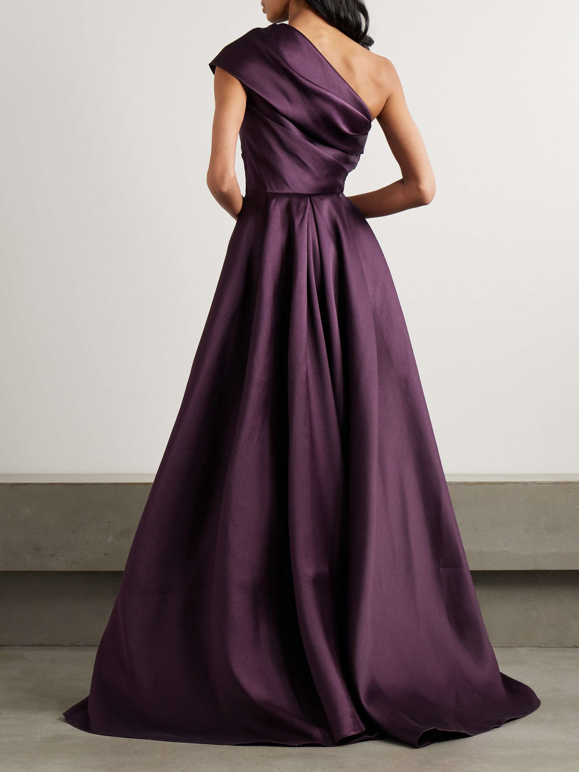 Alba one-shoulder draped satin-twill gown view