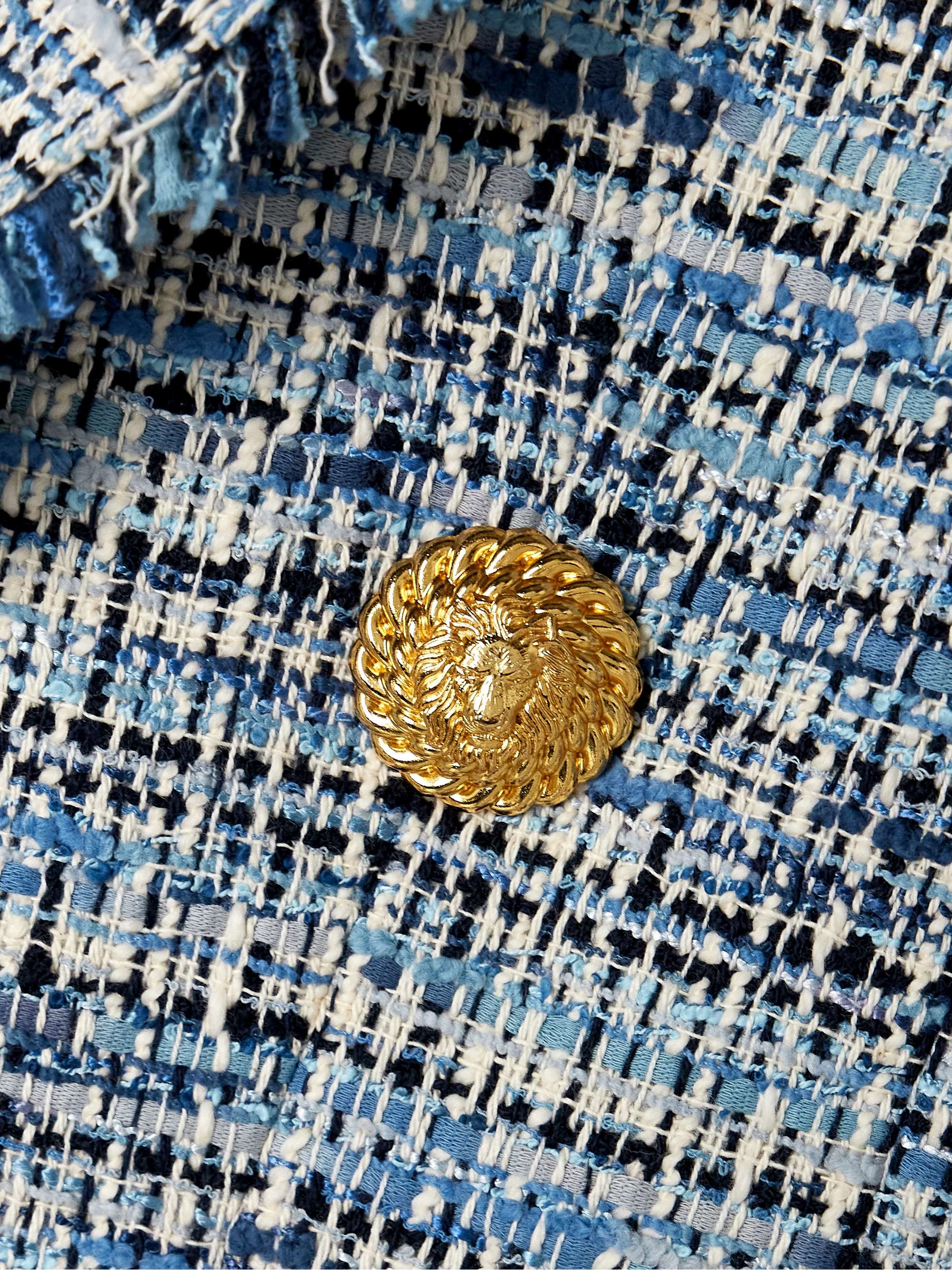 Spencer button-embellished frayed cotton-blend tweed blazer view
