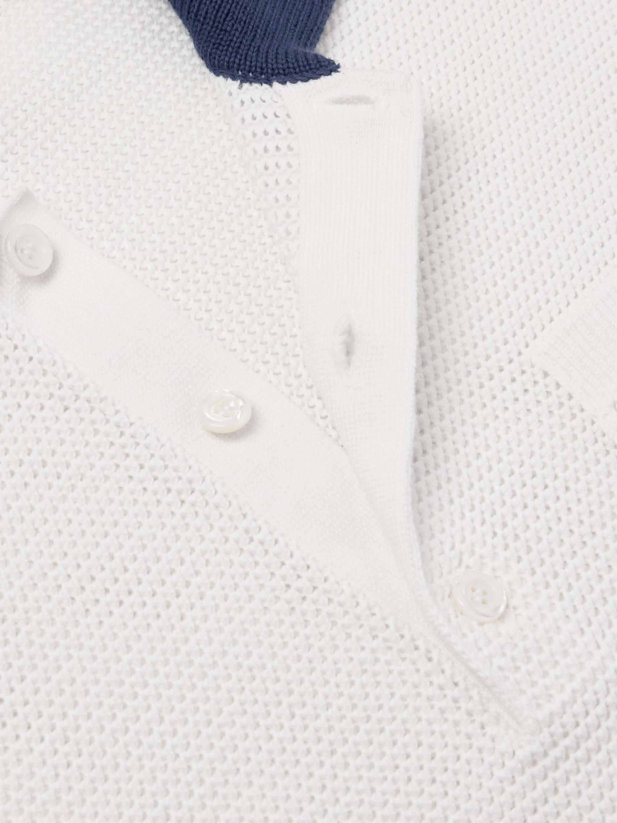 Lido Logo-Jacquard Striped Open-Knit Cotton Polo Shirt view