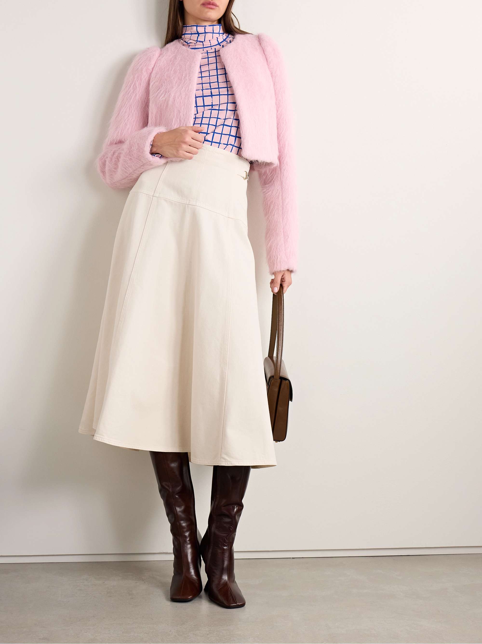 The Brigette horsebit-embellished denim midi skirt view