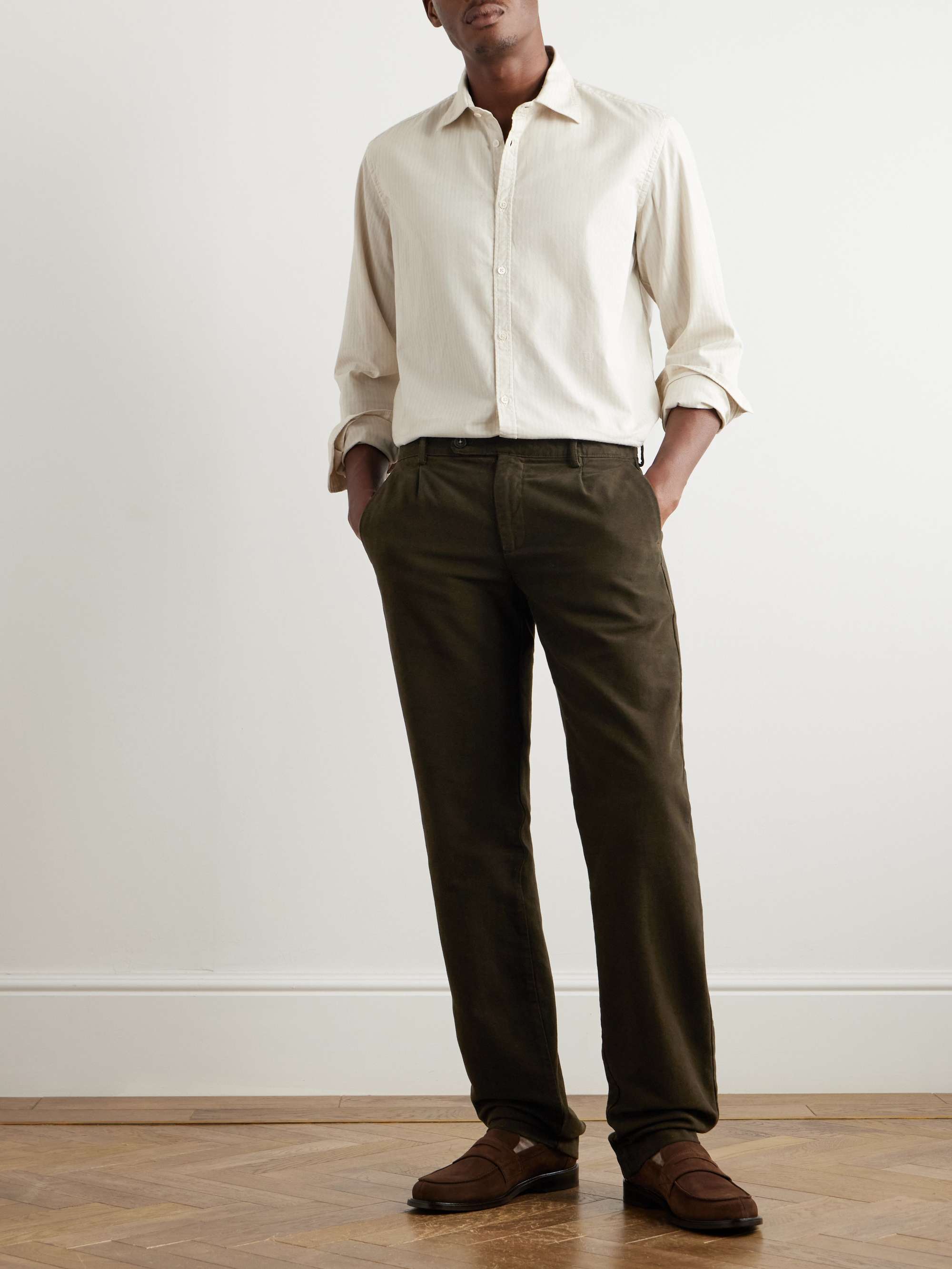 Straight-Leg Cotton-Moleskin Trousers view