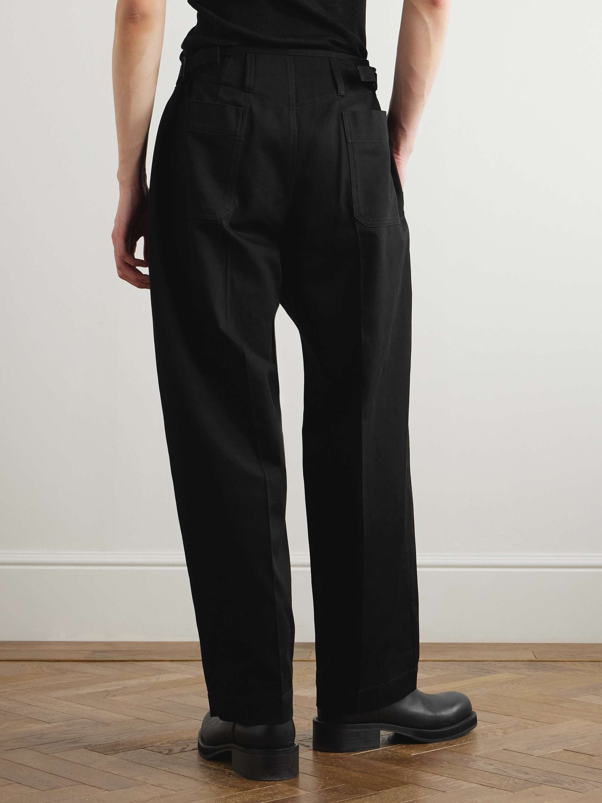 Carrot Tapered Pleated Cotton-Drill Trousers view