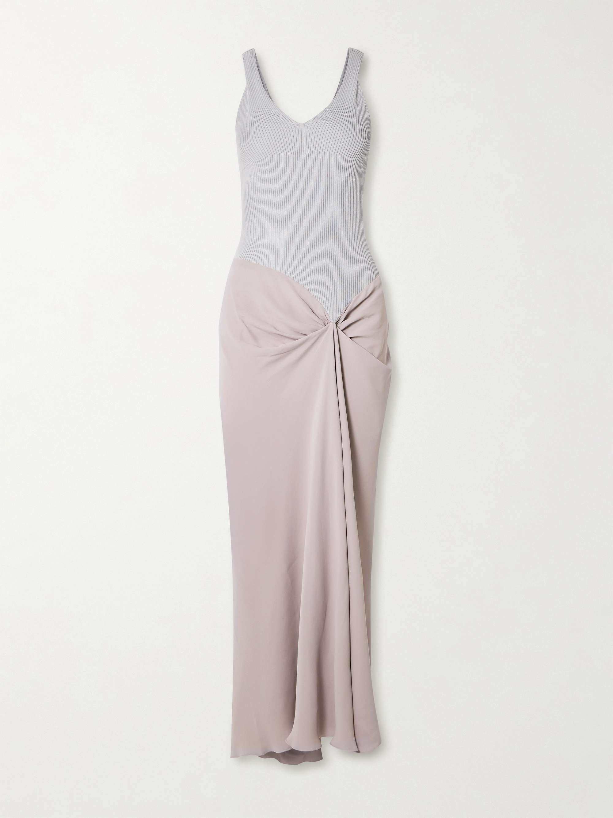 Draped pleated ribbed-knit and crepe midi dress hero visual