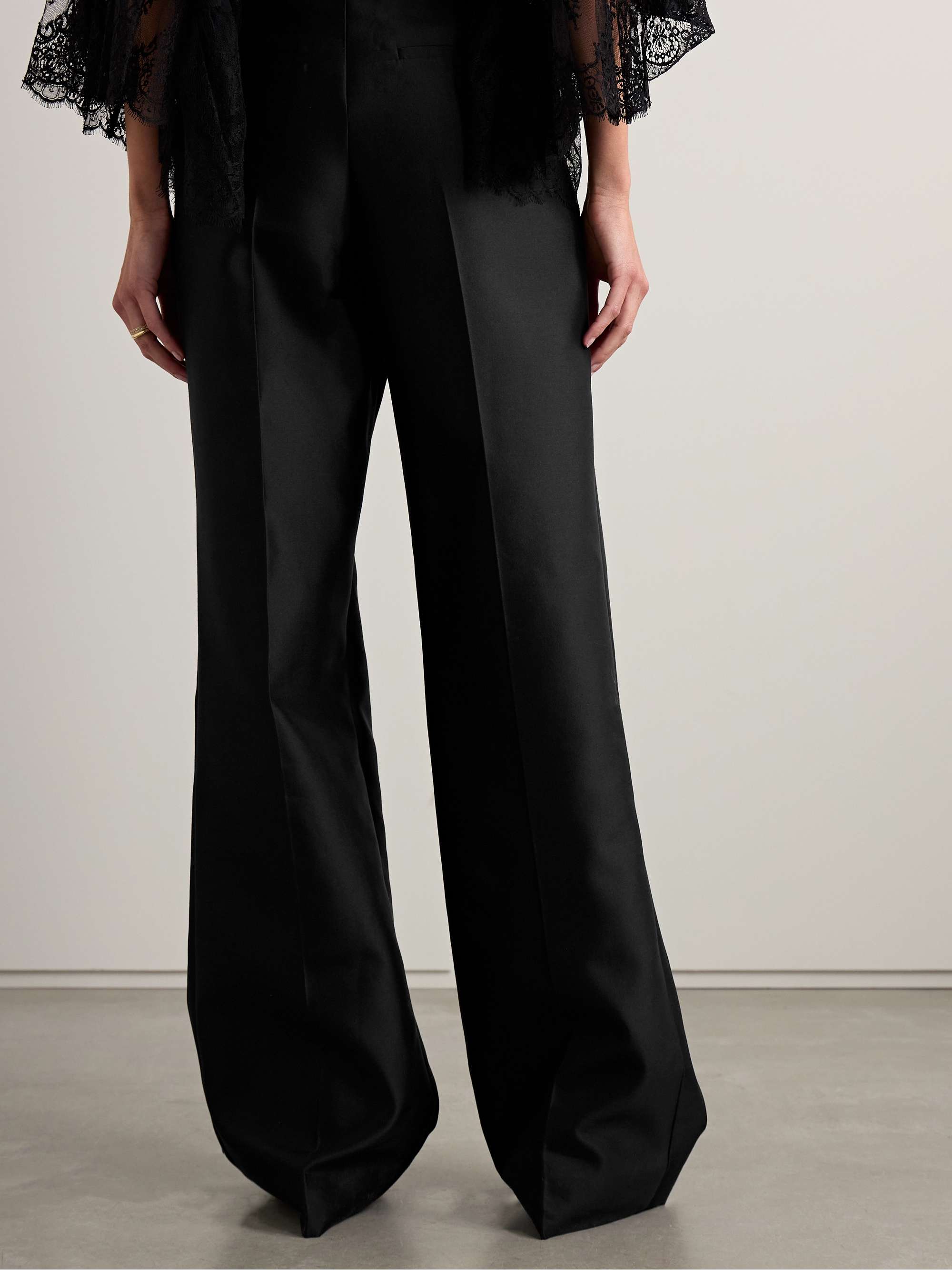 Pleated silk and wool-blend twill wide-leg pants view