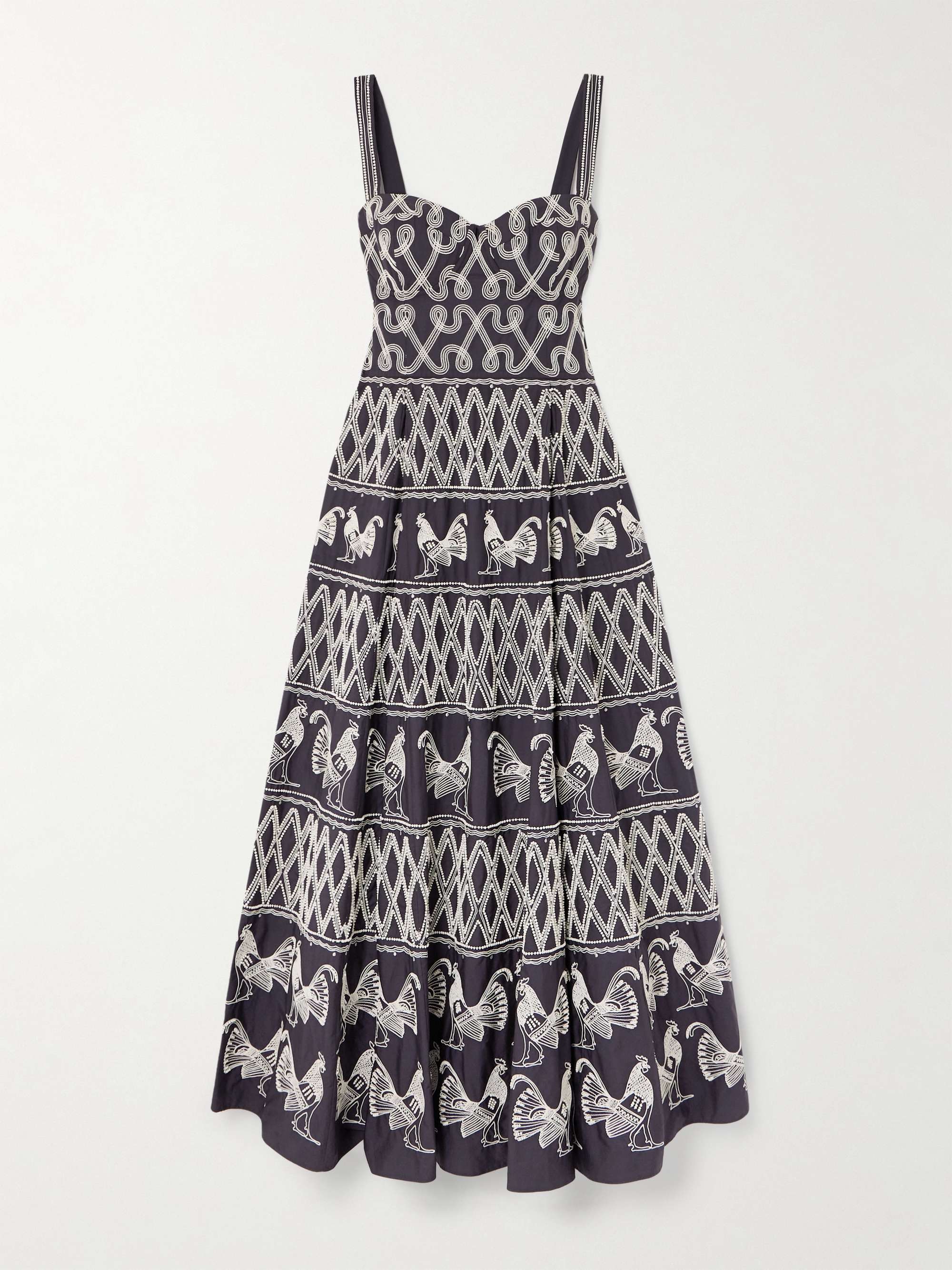 Elida bead-embellished embroidered cotton-blend poplin midi dress hero visual