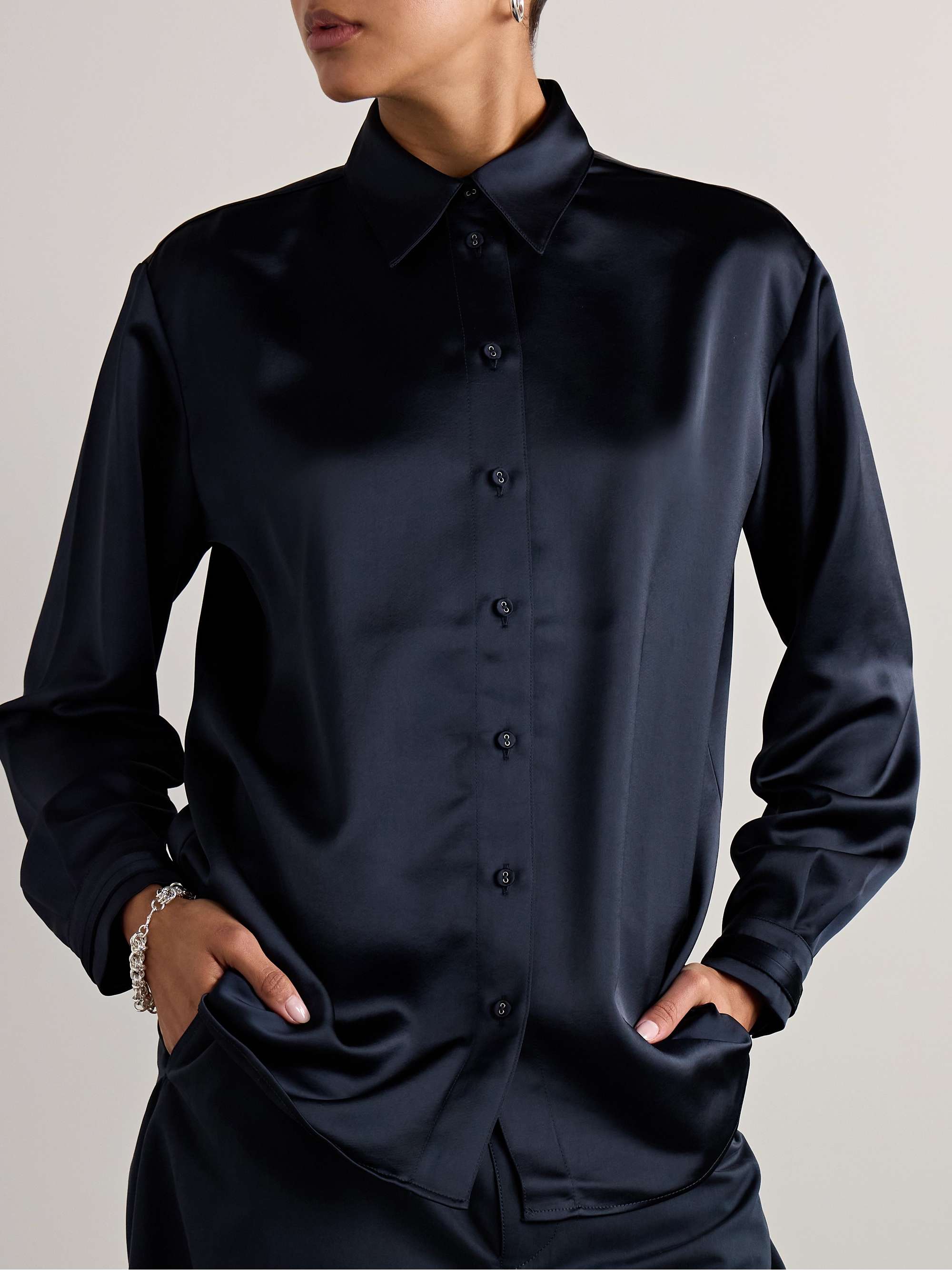 Raven satin-twill shirt view