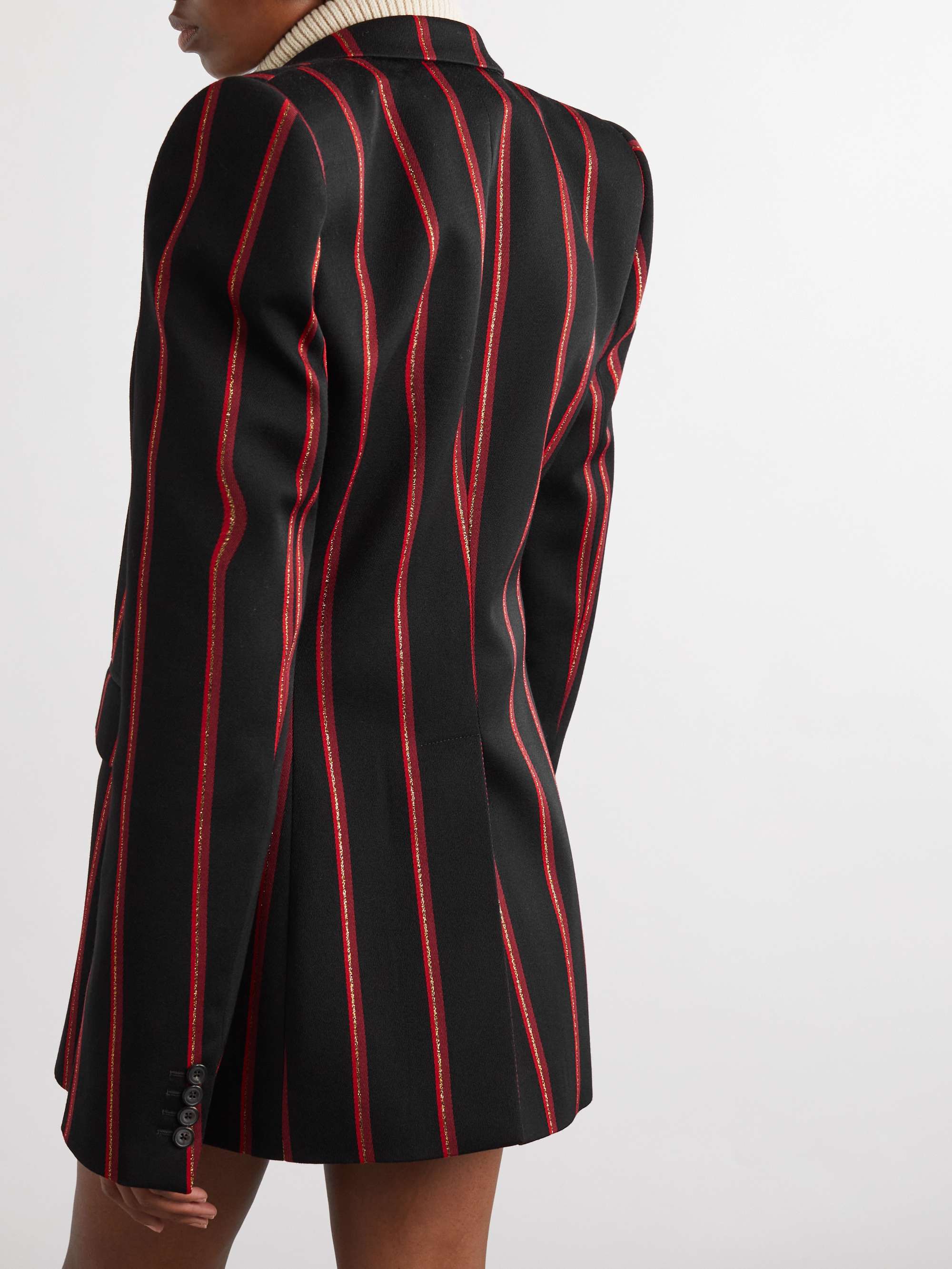 Metallic striped wool-twill blazer view