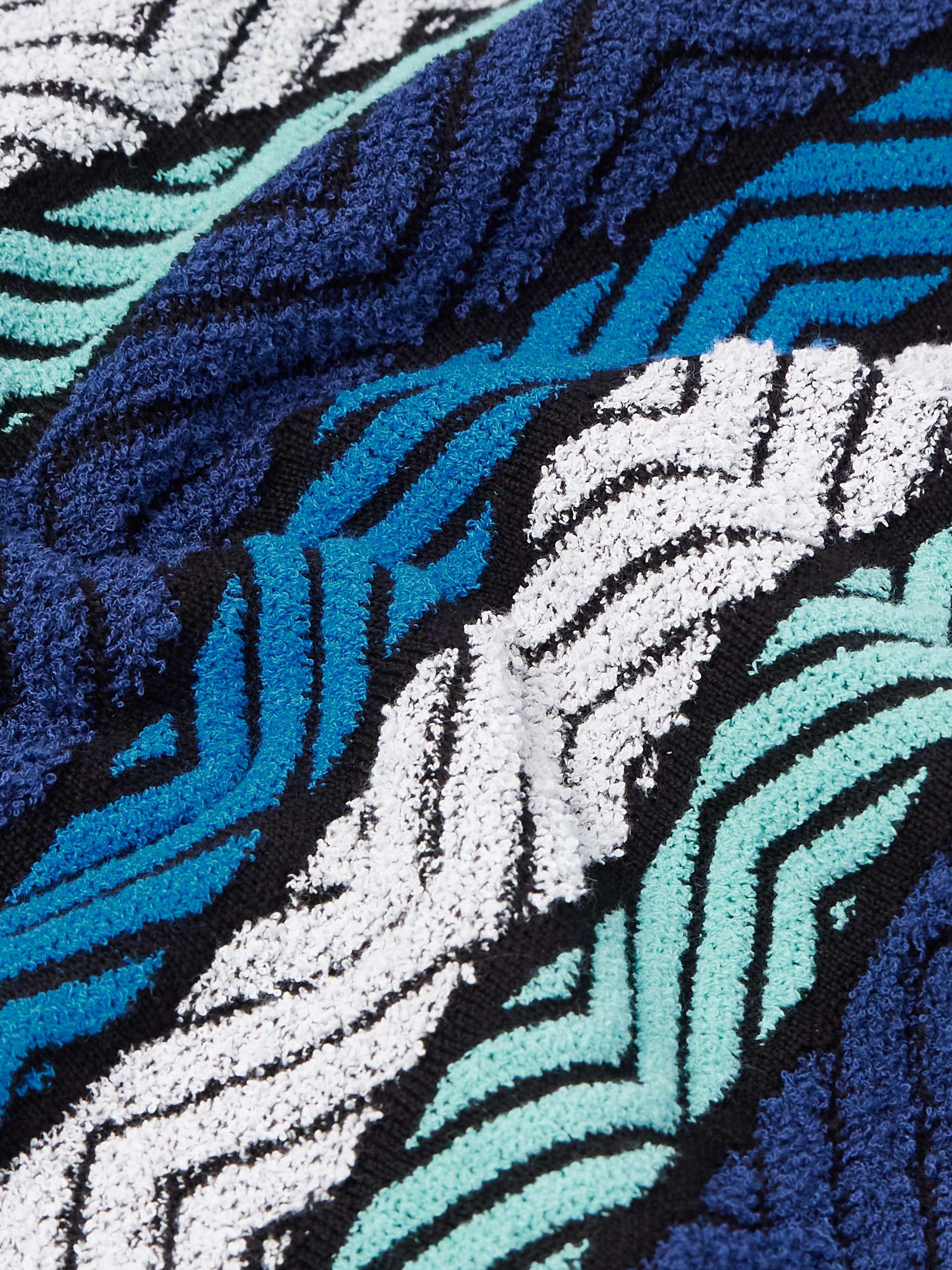 Striped Cotton-Blend Terry Jacquard Hoodie view