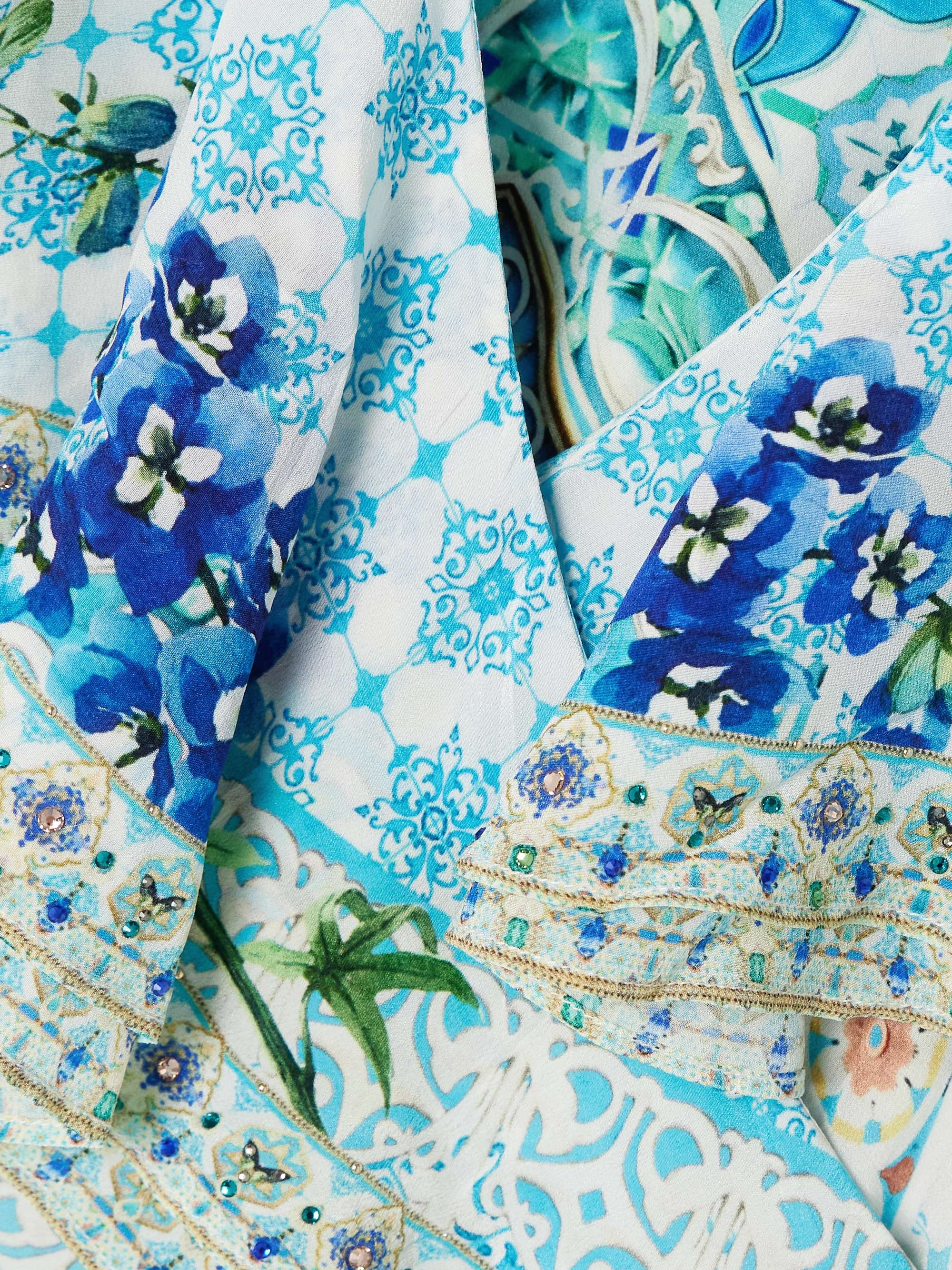 Asymmetric crystal-embellished ruffled silk maxi wrap dress view