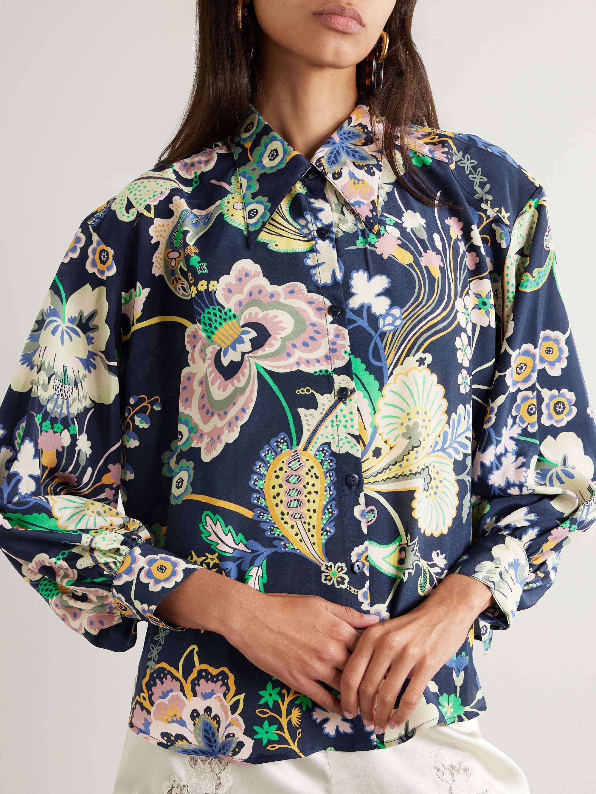 Emery printed silk crepe de chine shirt view