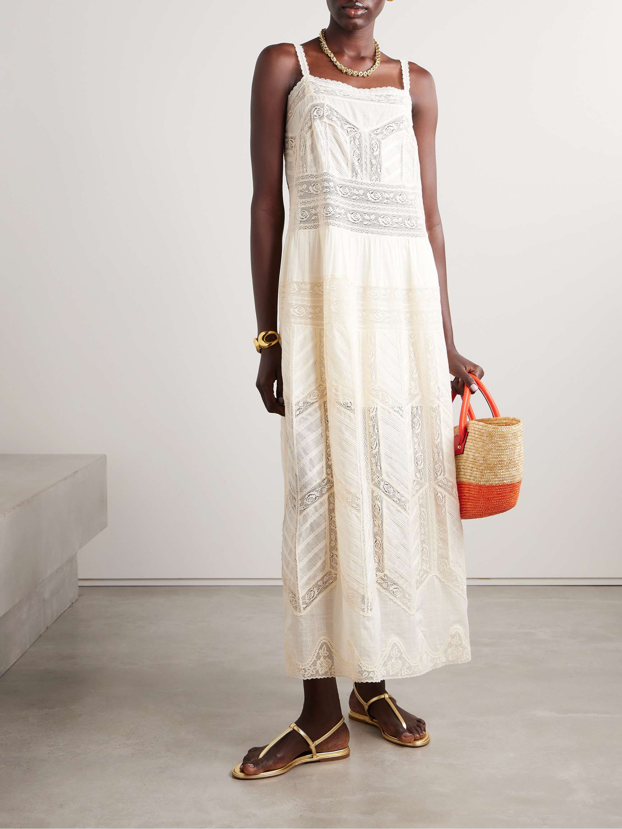 Acacia lace-trimmed cotton-voile maxi dress view