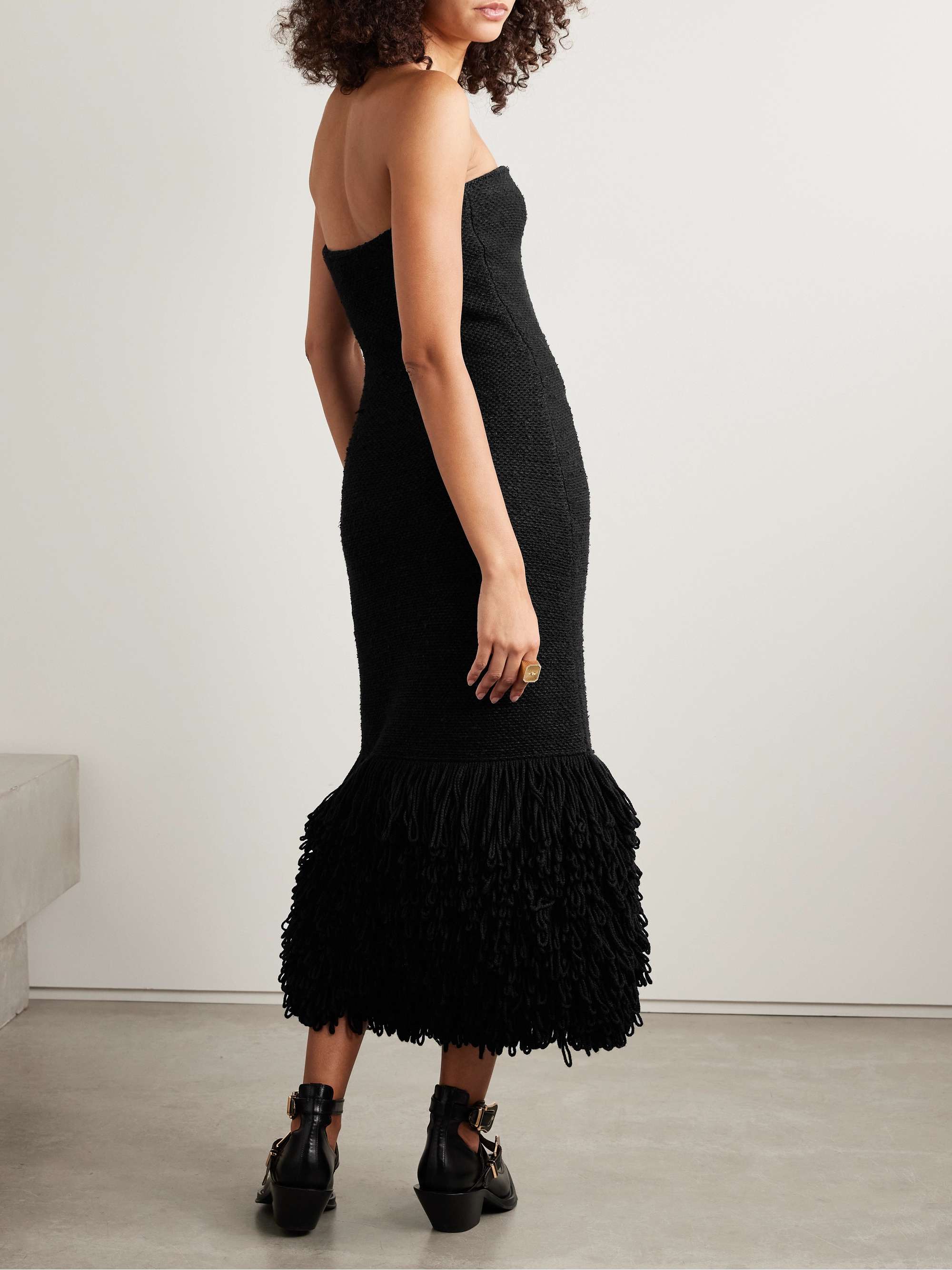 Corus strapless fringed cashmere and silk-blend midi dress view