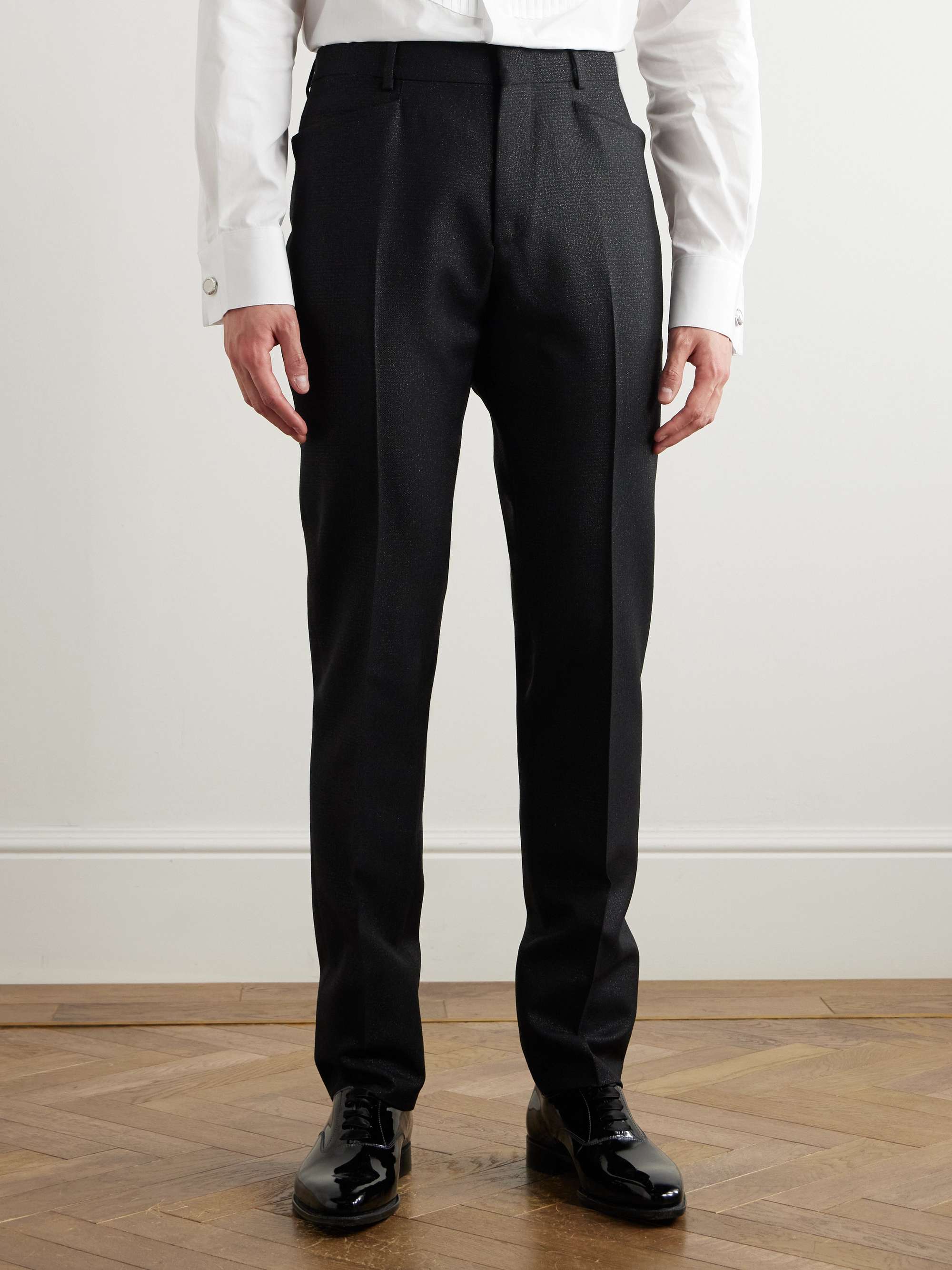 Straight-Leg Prince of Wales Checked Wool-Blend Suit Trousers view