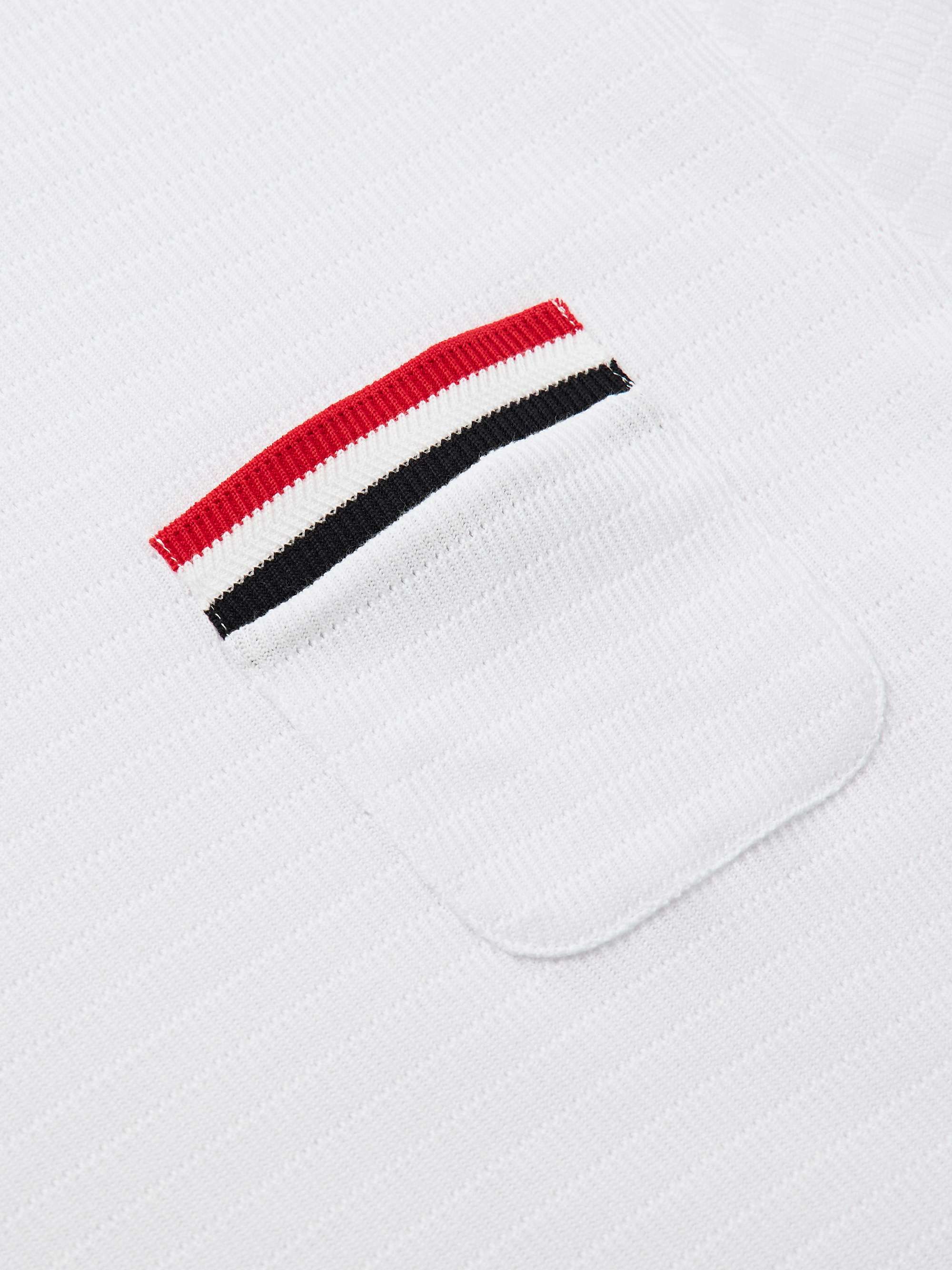 Logo-Appliquéd Striped Pointelle-Knit Cotton T-Shirt view